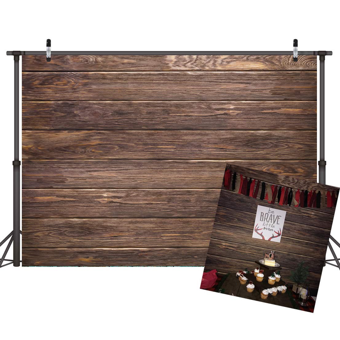 Lywygg 5X3Ft Thin Vinyl Brown Wood Backdrop Photographers Retro Wood Wall Background Cloth Seamless Cp 19 0503