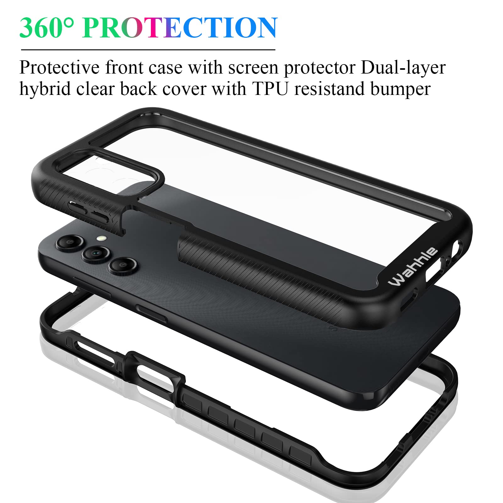 Wahhle Compatible With Samsung Galaxy A14 5G Case, Built In Screen Protector Full Body Shockproof Slim Fit Bumper Protective Pho