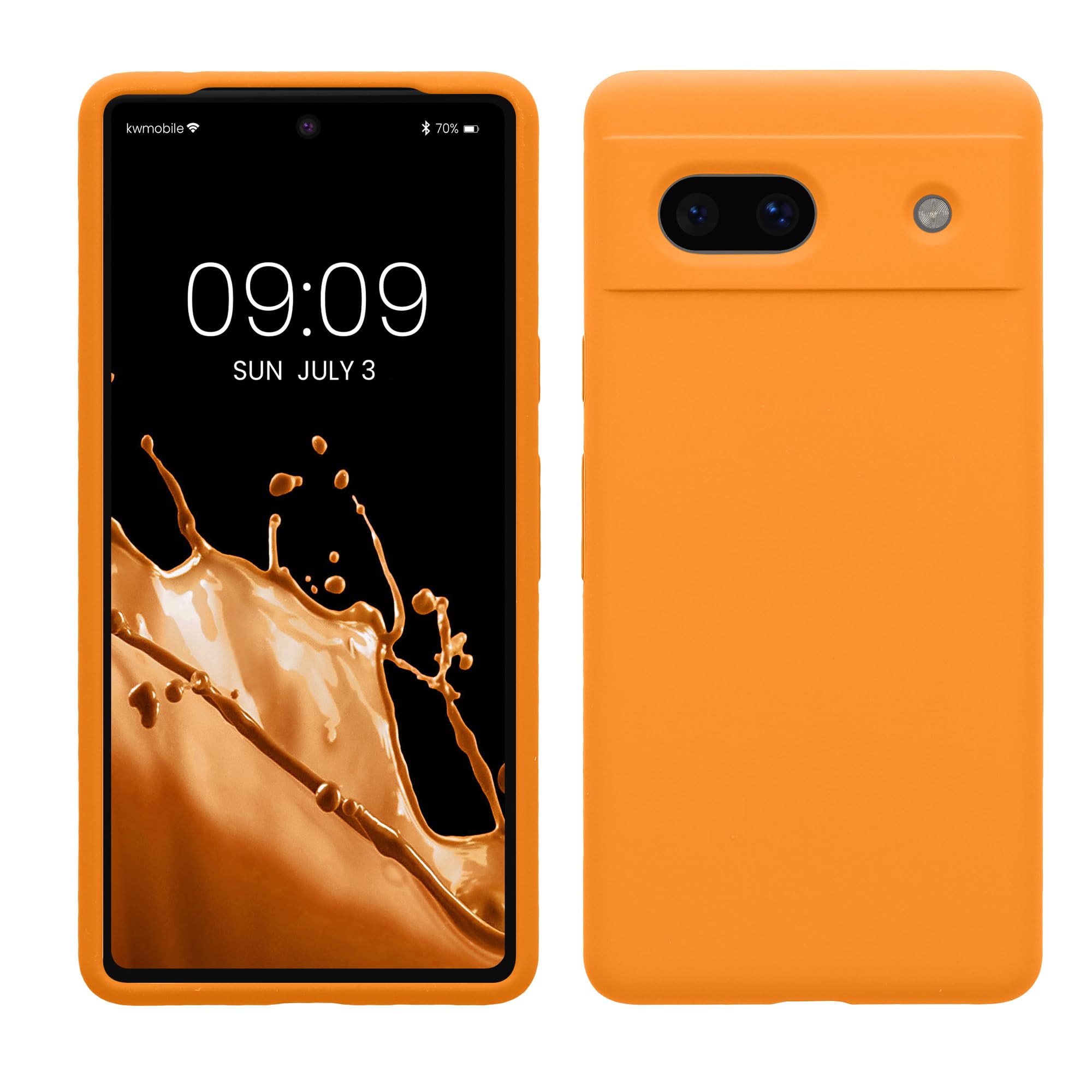 kwmobile Case Compatible with Google Pixel 7a Case - TPU Silicone Phone Cover with Soft Finish - Fruity Orange