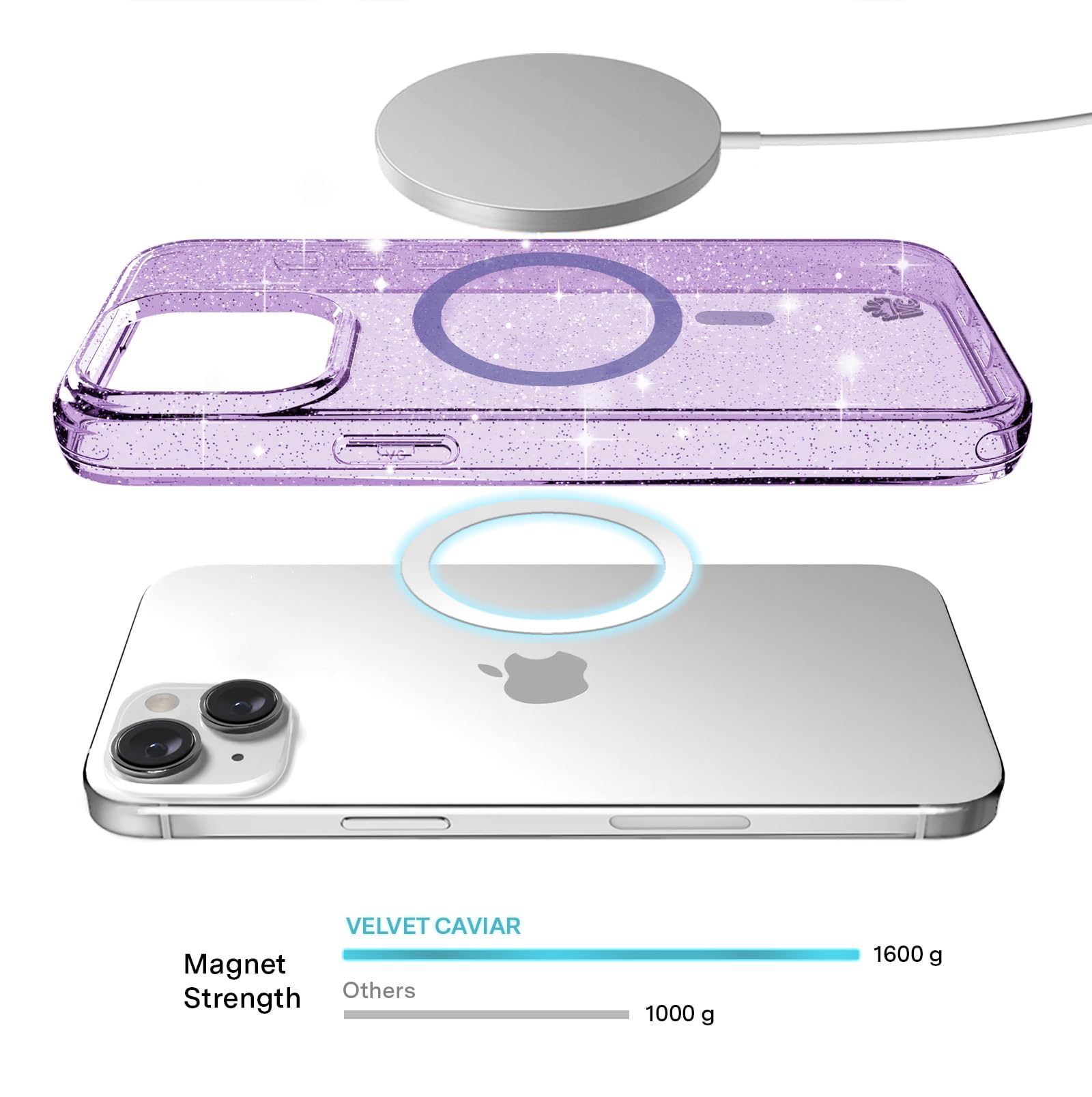 Velvet Caviar Compatible With Iphone 15 Plus Case Purple Glitter [8Ft Drop Tested] Compatible With Magsafe   Cute Protective Gir