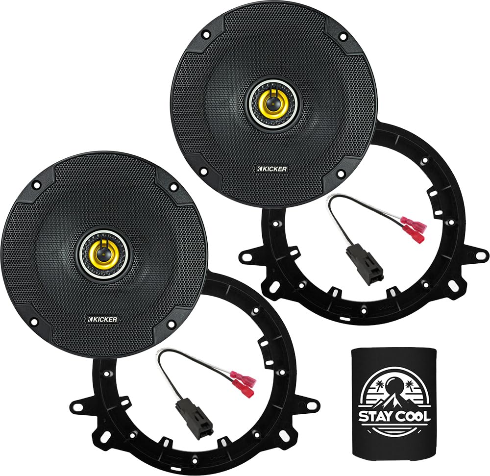 KICKER Front/Rear Door 6.5 Speakers Kit for Toyota RAV4 2019-2024 Upgrade Kit - Pair of CS Series 6 1/2 Inch Coaxial Speakers wi