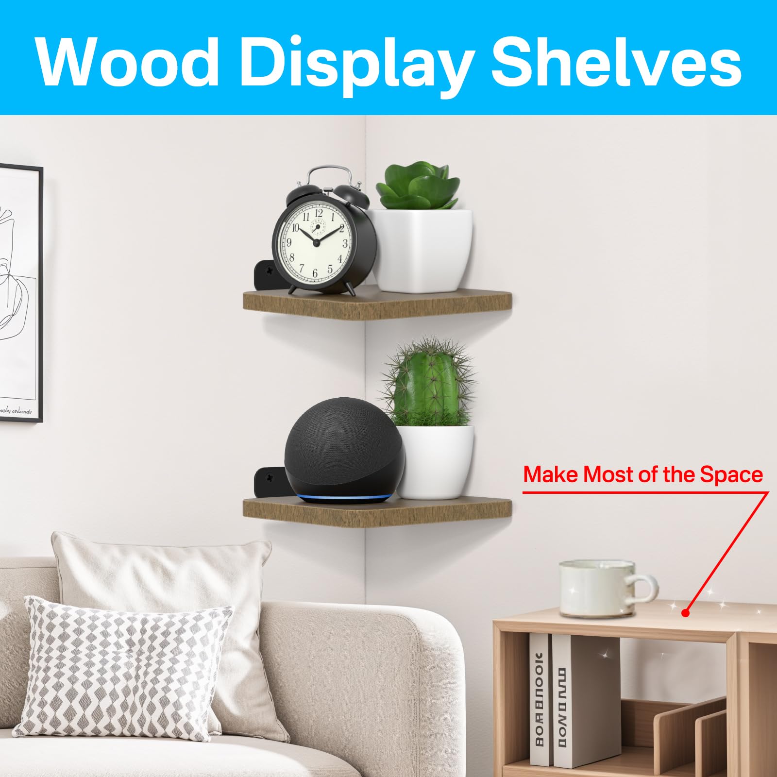 Universal Rear Speaker Wall Mount For Samsung, Roku, Sony, Jbl, Vizio, Lg Small Speaker Mount   Wooden Adjustable Speaker Shelf