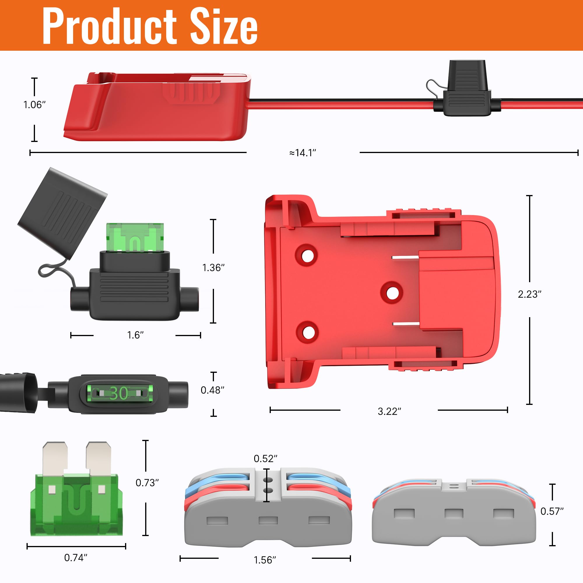 Rvboatpat 2Pcs Power Wheel Battery Adapter Battery Adapter Converter 18V Battery Adapter Kit 12 Awg Wire With Fuses And Connecto