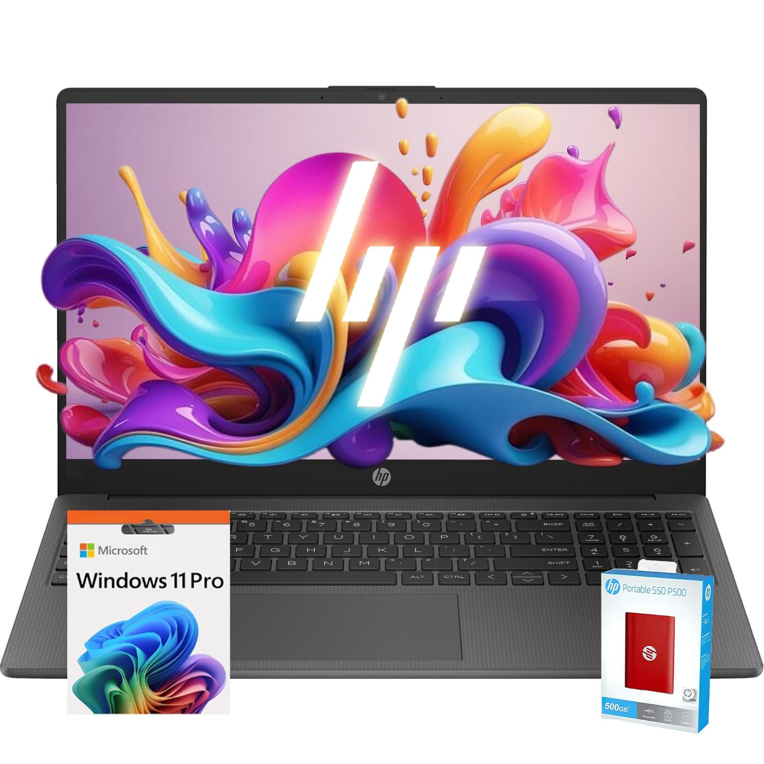 HP 255 G10 Laptop for Business or Fun, Ryzen 5 7530U CPU (Beat Ultra 7 164U), 16GB RAM, 1.5TB SSD (1TB SSD withHP 512GB P500 Por