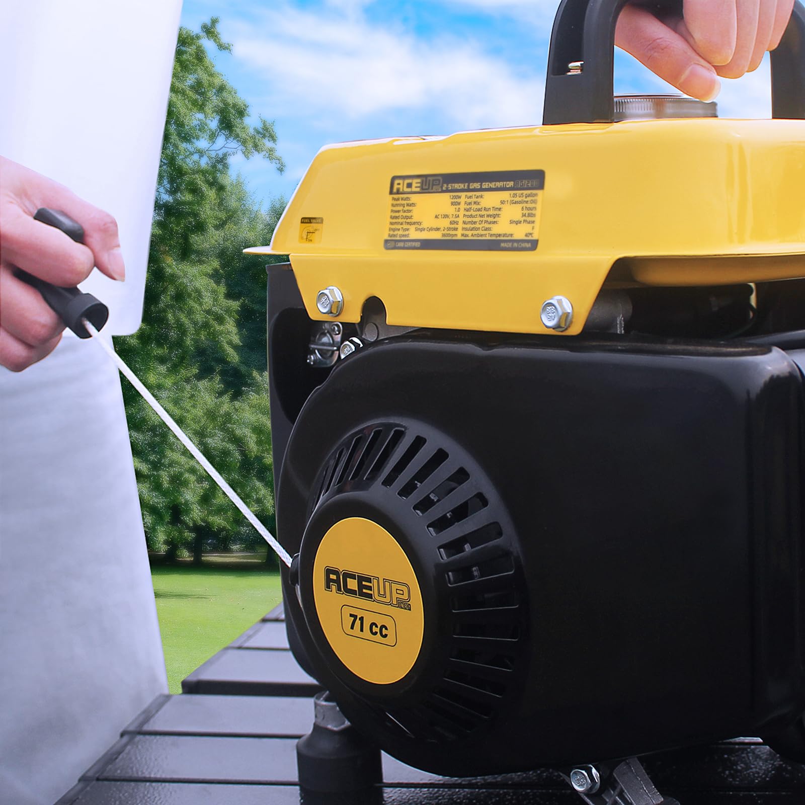 Aceup Energy 1,200W Gas Powered Generator, Small Portable Generator For Home Use Camping Ultralight, Epa & Carb Compliant