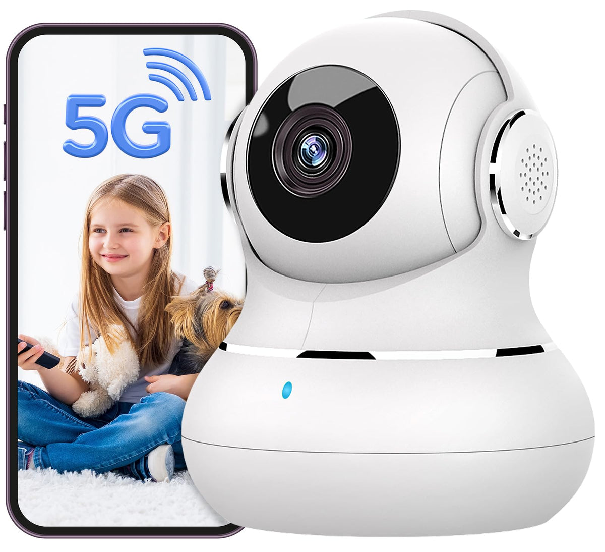 Litokam 5Mp Indoor Security Camera, 5G/2.4G Wifi Home Security Camera With Phone App, Pet Camera For Baby Monitor With Ai Motion