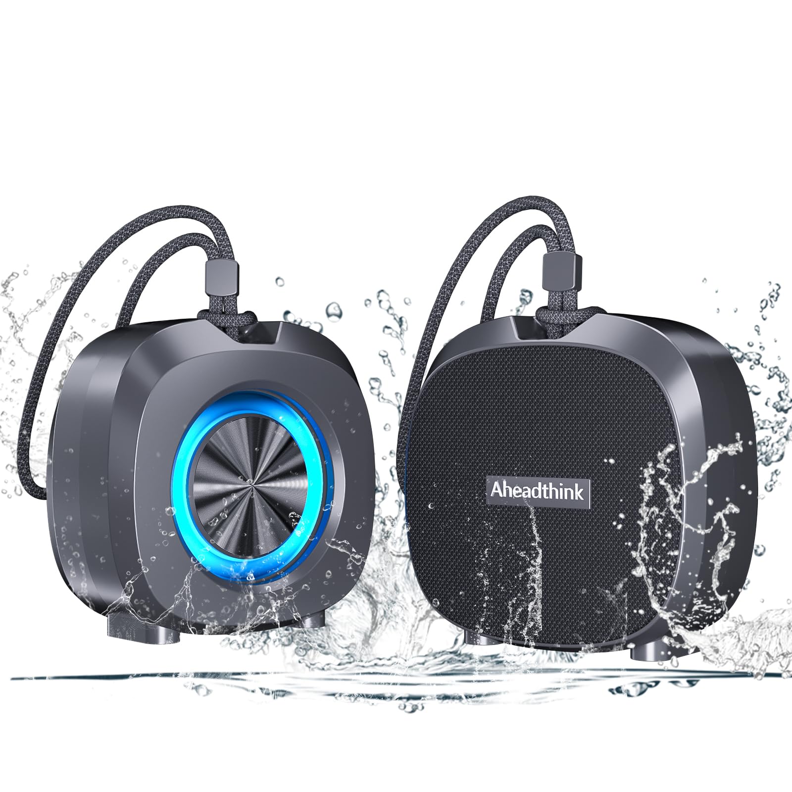 Bluetooth Speaker, Portable Wireless, IPX5 Waterproof Speaker, Bluetooth 5, RGB Color Lights, Loud Stereo Sound, Bass, TWS Pairi