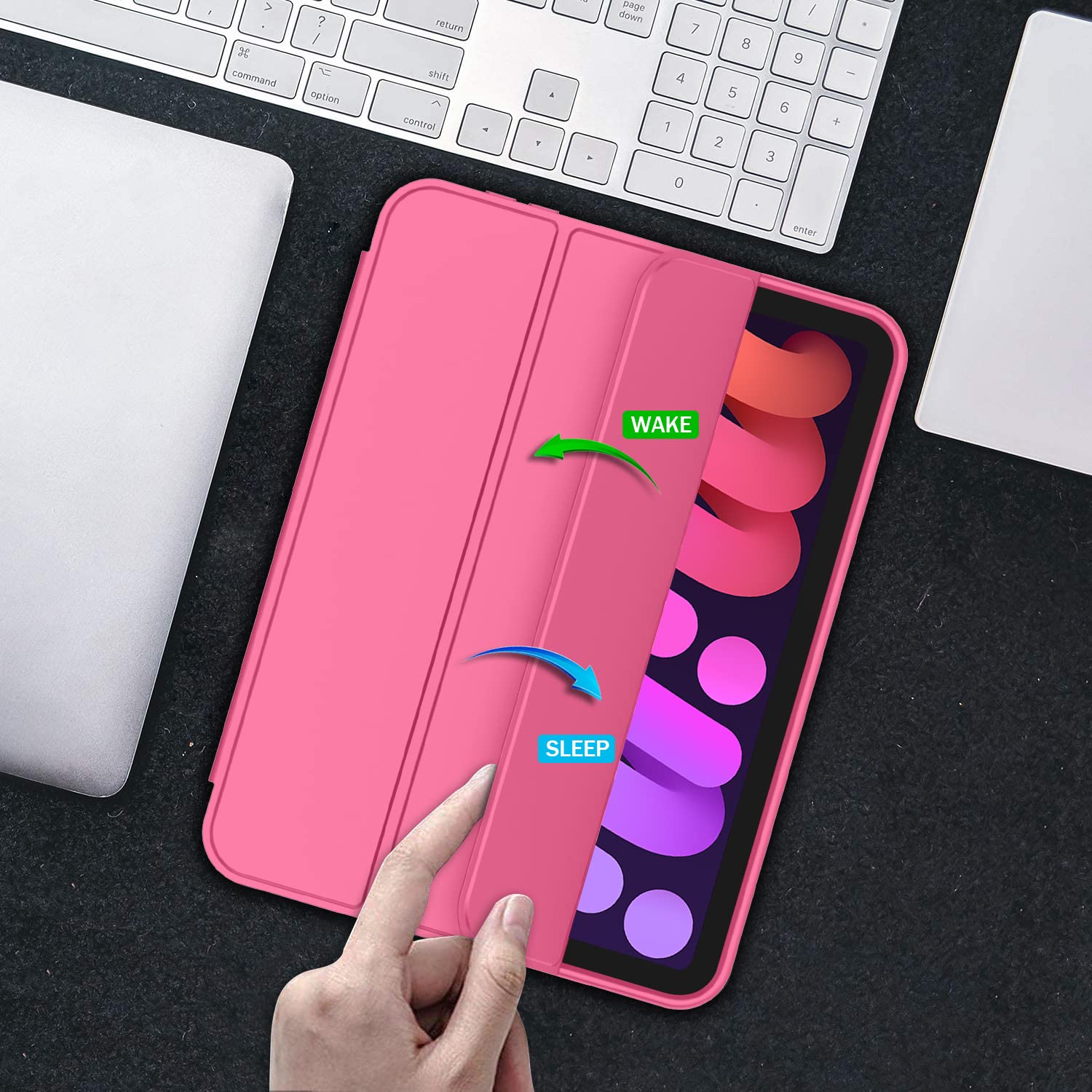 Imieet Ipad Mini 7 Case 2024 (A17 Pro), Ipad Mini 6 Case (8.3 Inch,2021 Model), Ipad Mini 7Th/6Th Generation Case With Pencil Holder, Trifold Stand Smart Case With Soft Tpu Back,Watermelon