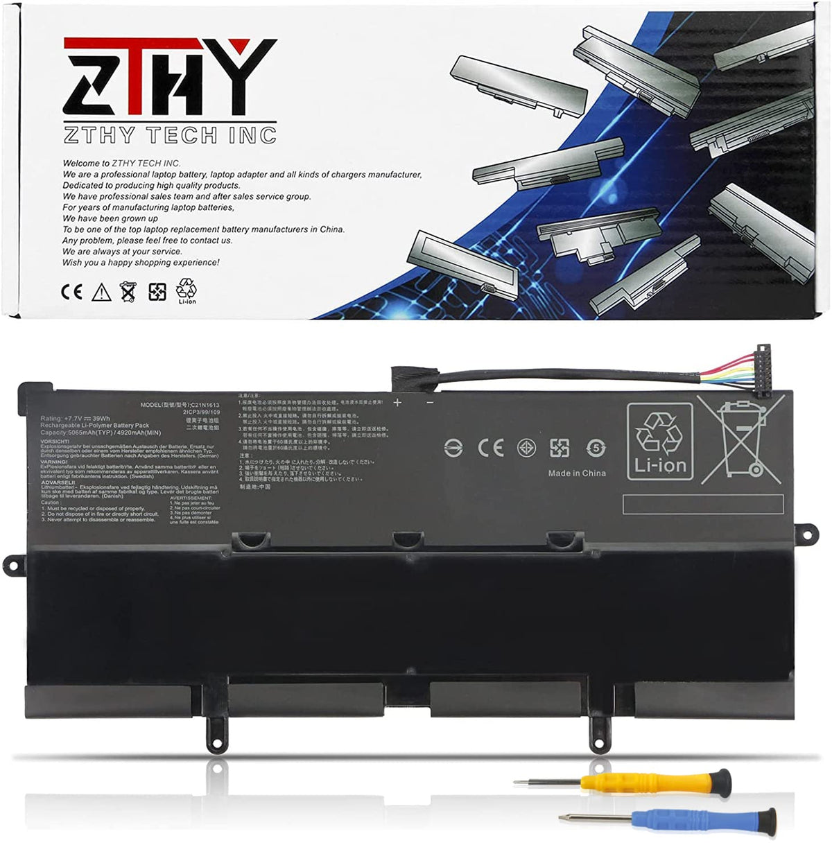 Zthy C21N1613 Laptop Battery Replacement For Asus Chromebook Flip C302 C302C C302Ca C302Ca Dh75 G C302Ca Dh54 C302Ca Dhm3 G C302