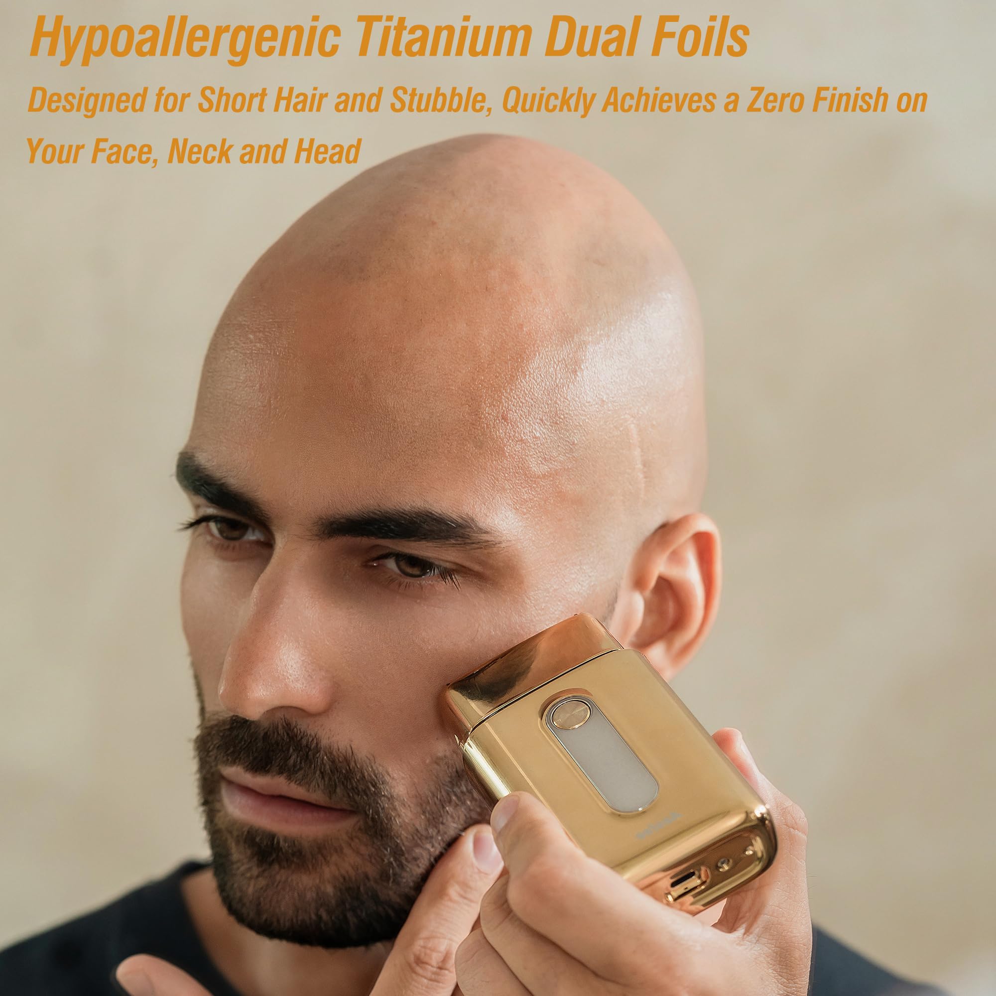 Electric Foil Shavers For Men Barbers   Dual Foils Shaver For Bald Head, Fades, Hairline With Gold Titanium Foil Cutters   Preci