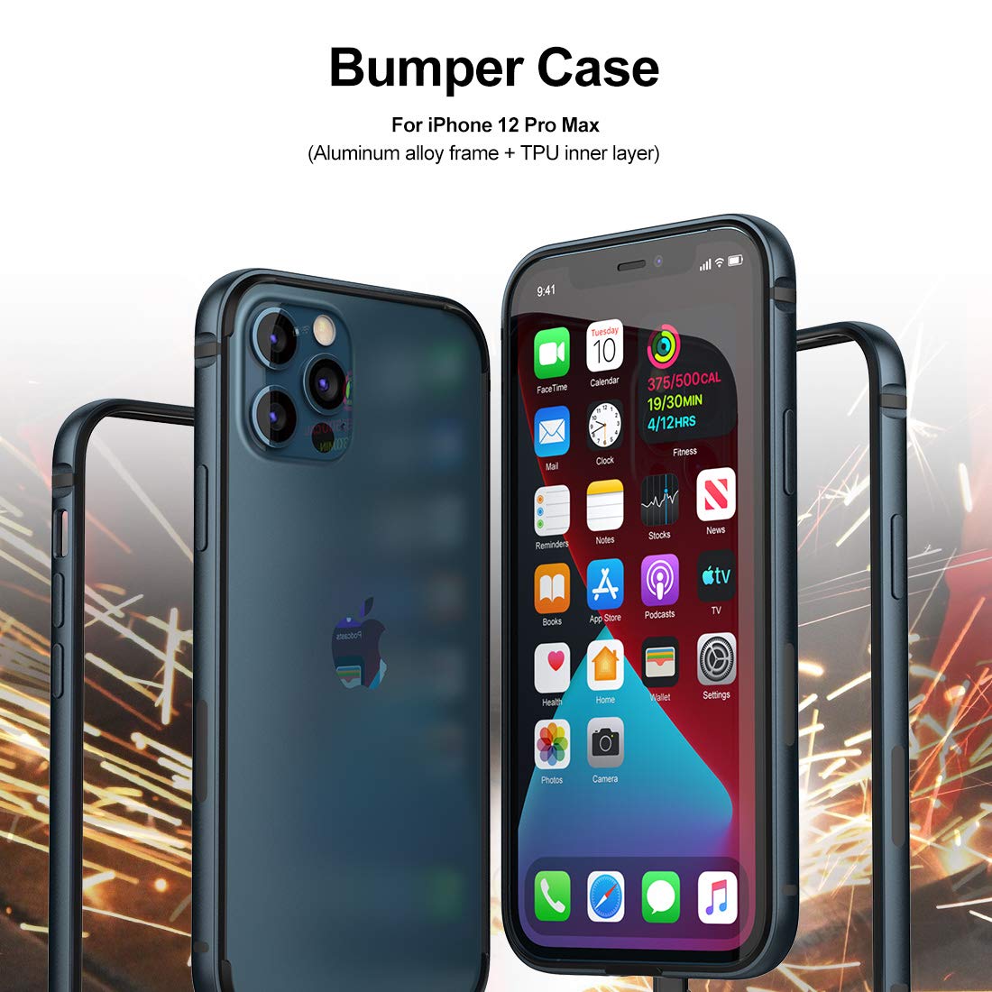 Eastcoo Slim Bumper Case for iPhone 12 Pro Max TPU Aluminum Alloy Dark Navy Blue