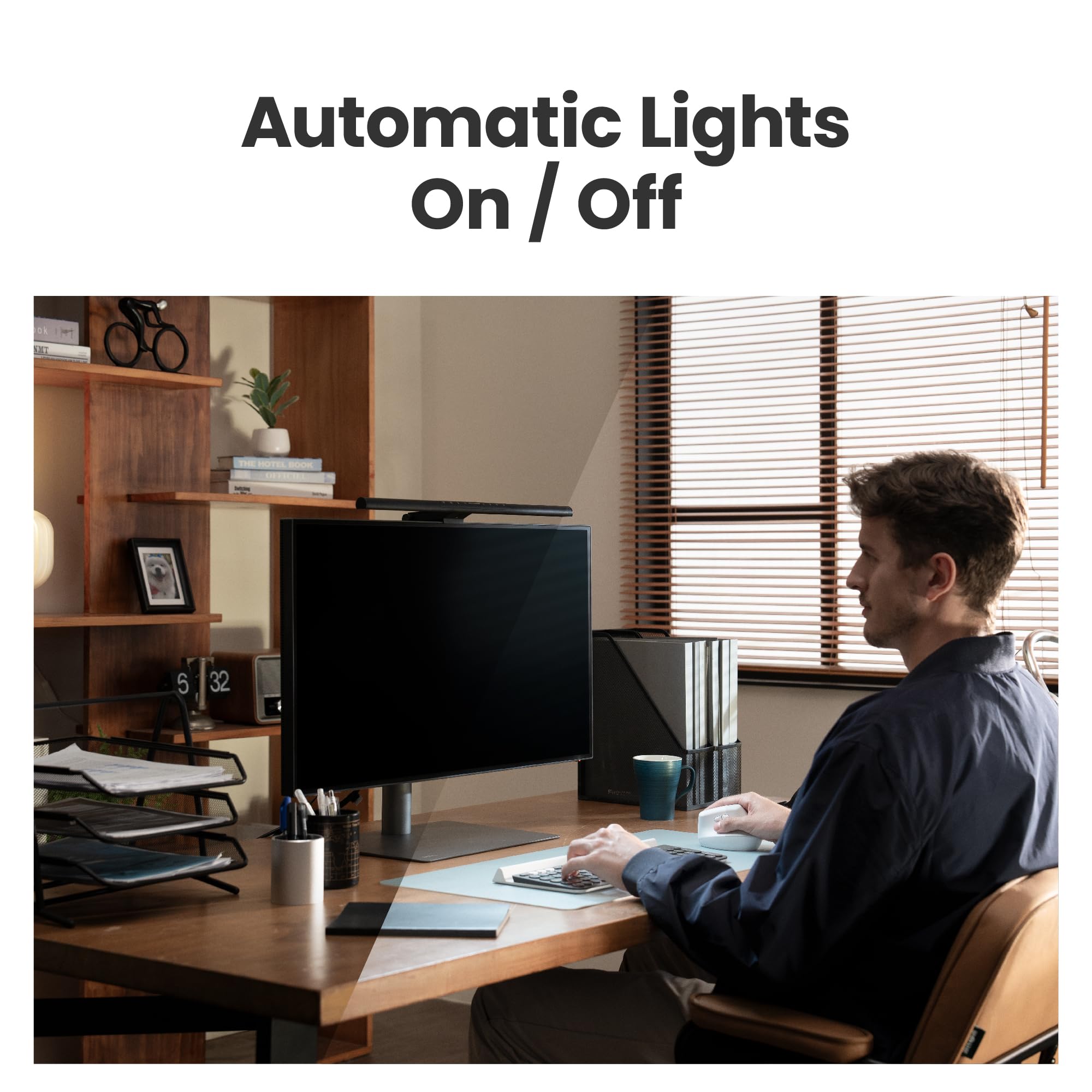 Benq Monitor Light, Screenbar Pro (Black)   Ultrawide Illumination, Motion Sensor, Adjustable Brightness & Color Temperature, Ey