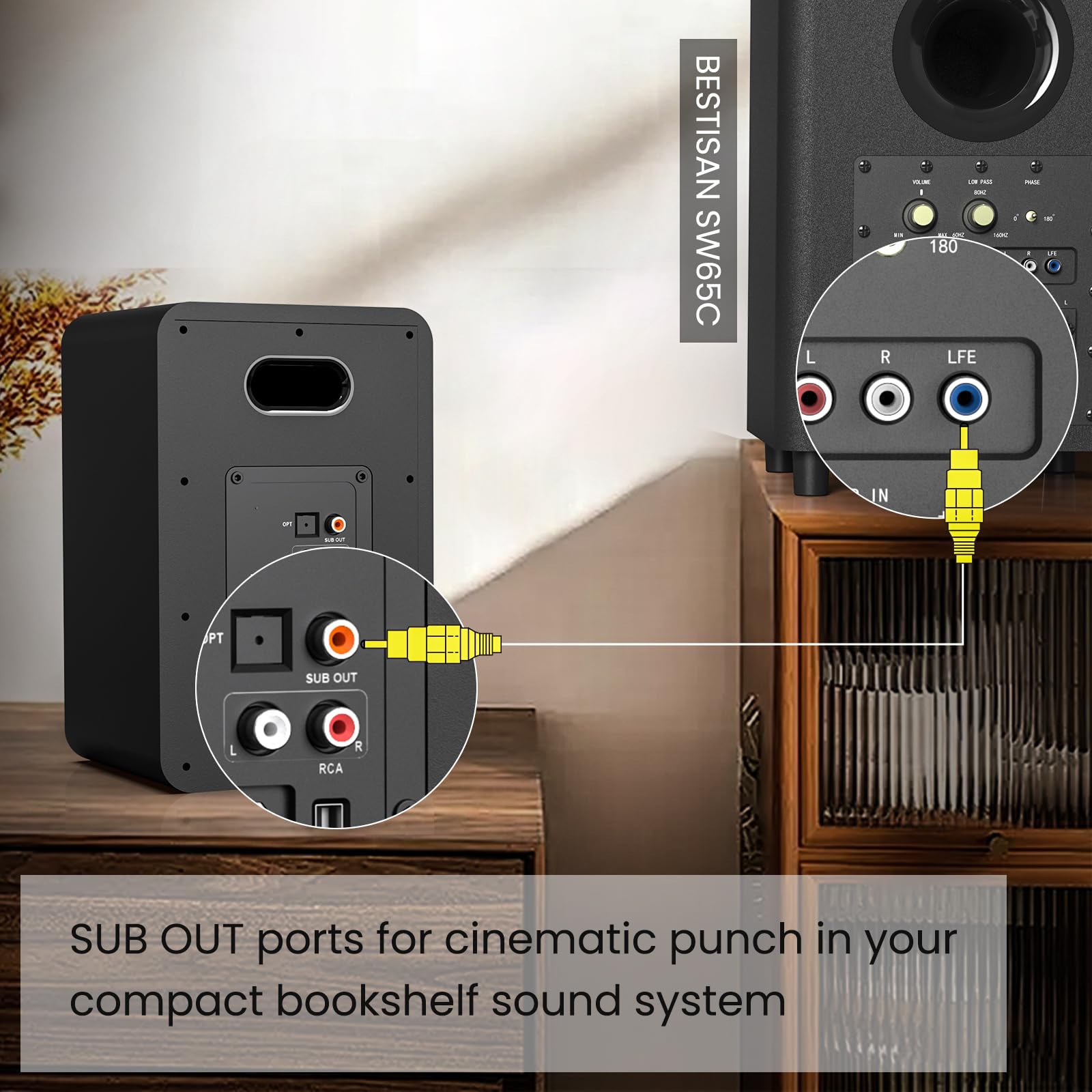 Bestisan Sr15 Bluetooth Bookshelf Speakers, Active Stereo Speakers For Tv/Record Player With Subwoofer Out And Light Effects, Tu