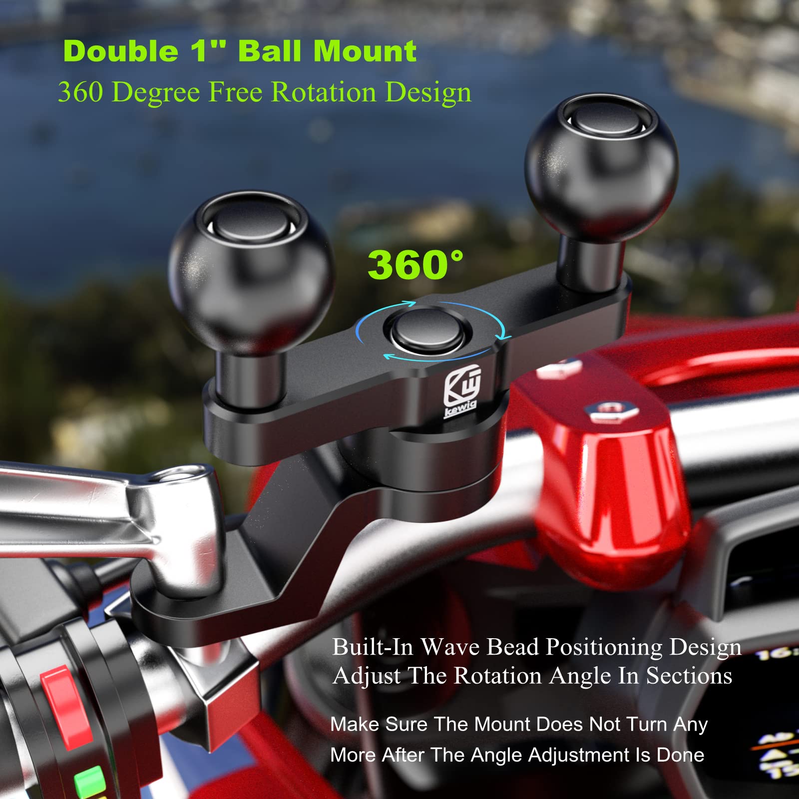 Brcovan Aluminum Alloy Rear View Mirror Mount Base With Double 1'' Tpu Ball & 10Mm Mounting Hole Compatible With Ram Mounts B Size1 Inch Ball Double Socket Arm & Bike Motorcycle Phone Mount Holder