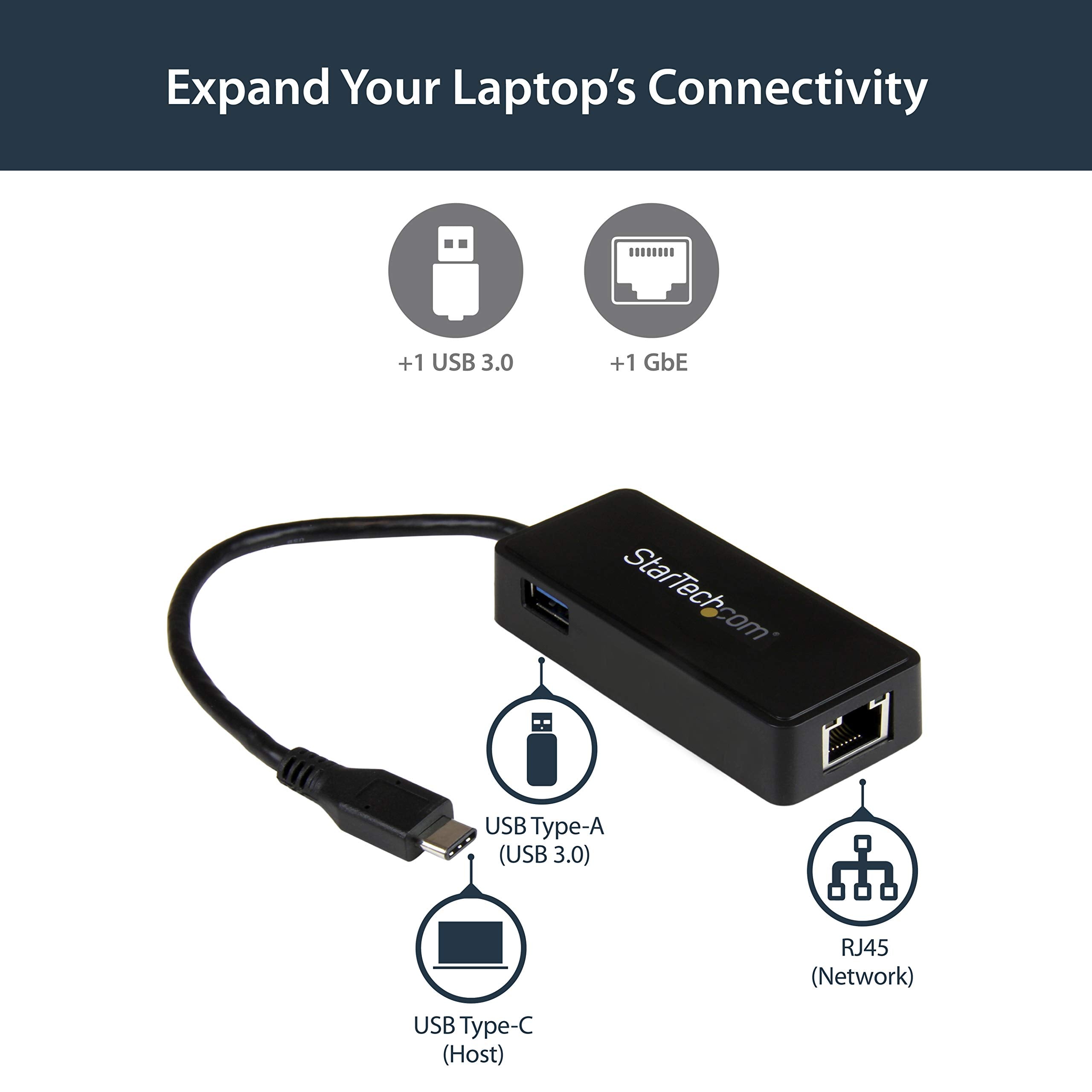 Startech.Com Usb-C To Ethernet Gigabit Adapter - Thunderbolt 3 Compatible - Usb Type C Network Adapter - Usb C Ethernet Adapter