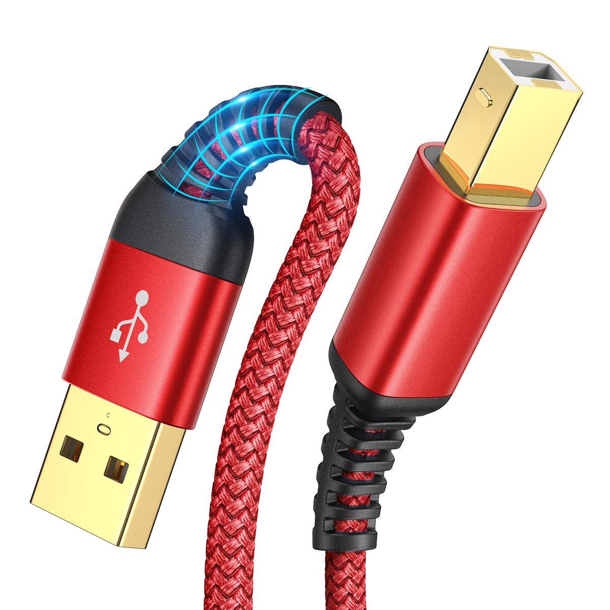 Ainope Printer Cable 6.6Ft, Usb A To Usb B Cable Usb 2.0 Midi Cable?High Speed? Nylon Braided Usb Printer Cable Scanner Printer