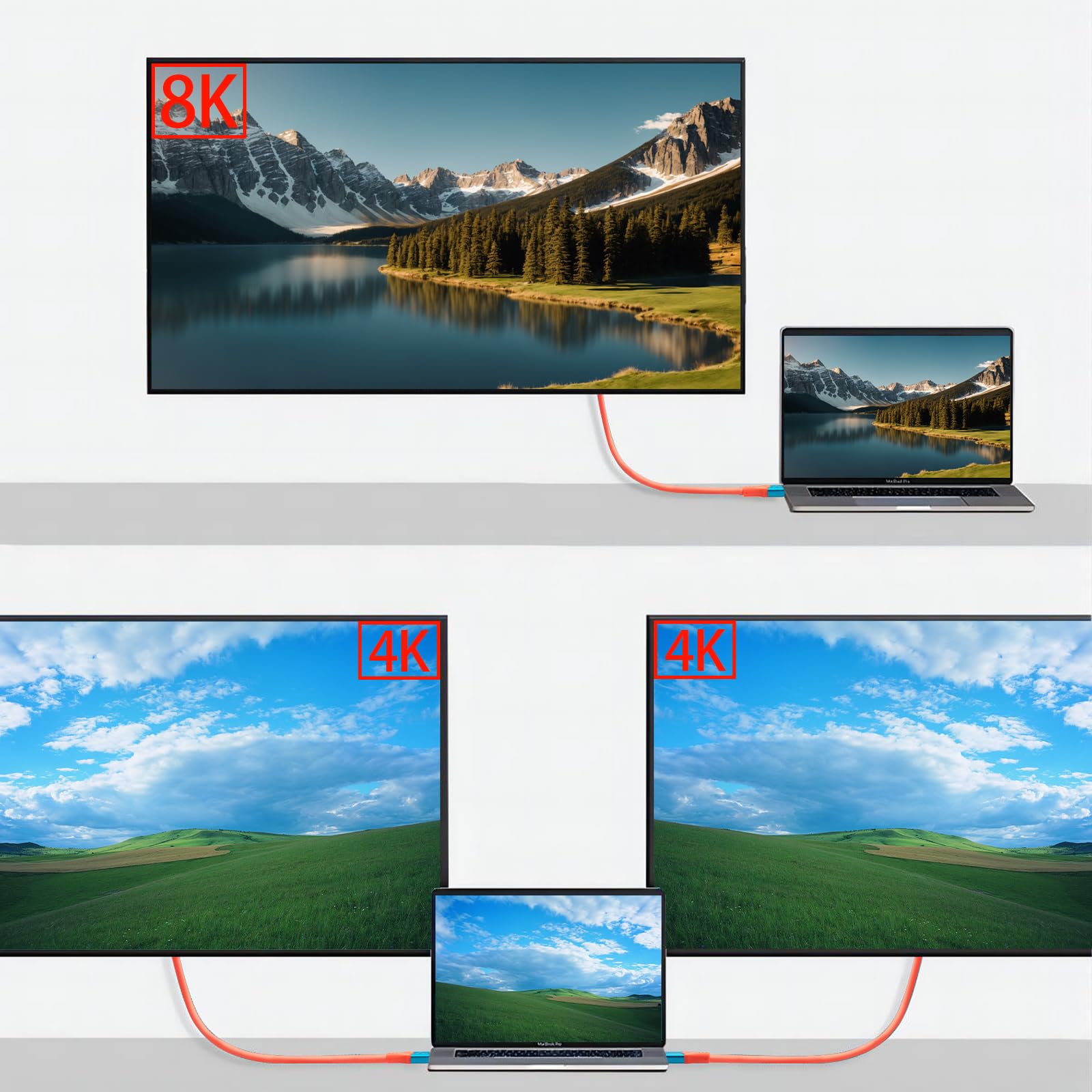 Leehitech 240W Thunderbolt 4 Cable [1Ft ], Usb 4 Short Cable 2 Packs, Support 40Gbps High Speed Data Transfer And 8K Display Vid