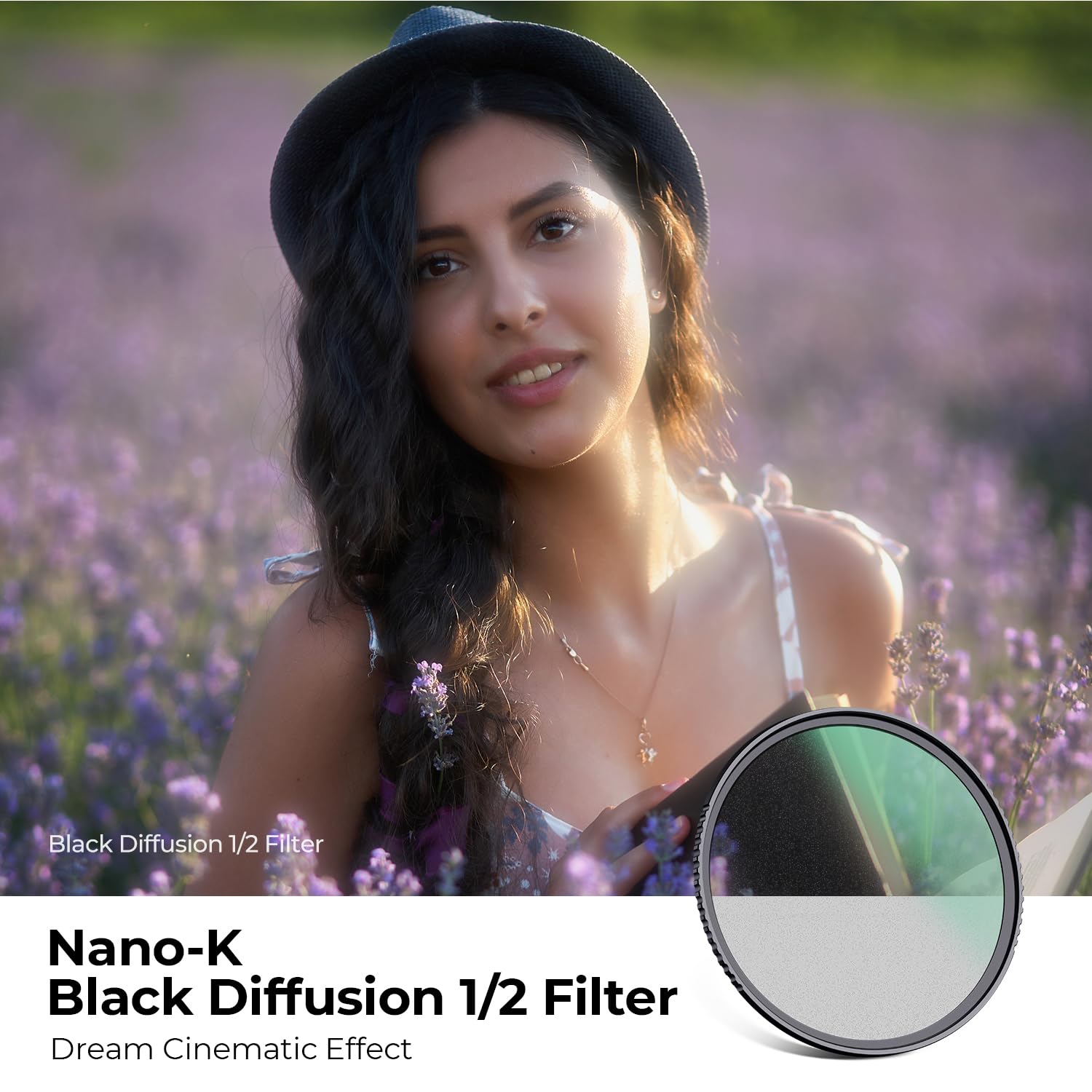 K&F Concept 72Mm Black Diffusion 1/2 Filter Mist Cinematic Effect Filter With 18 Multi Layer Coatings For Video/Vlog/Portrait Ph