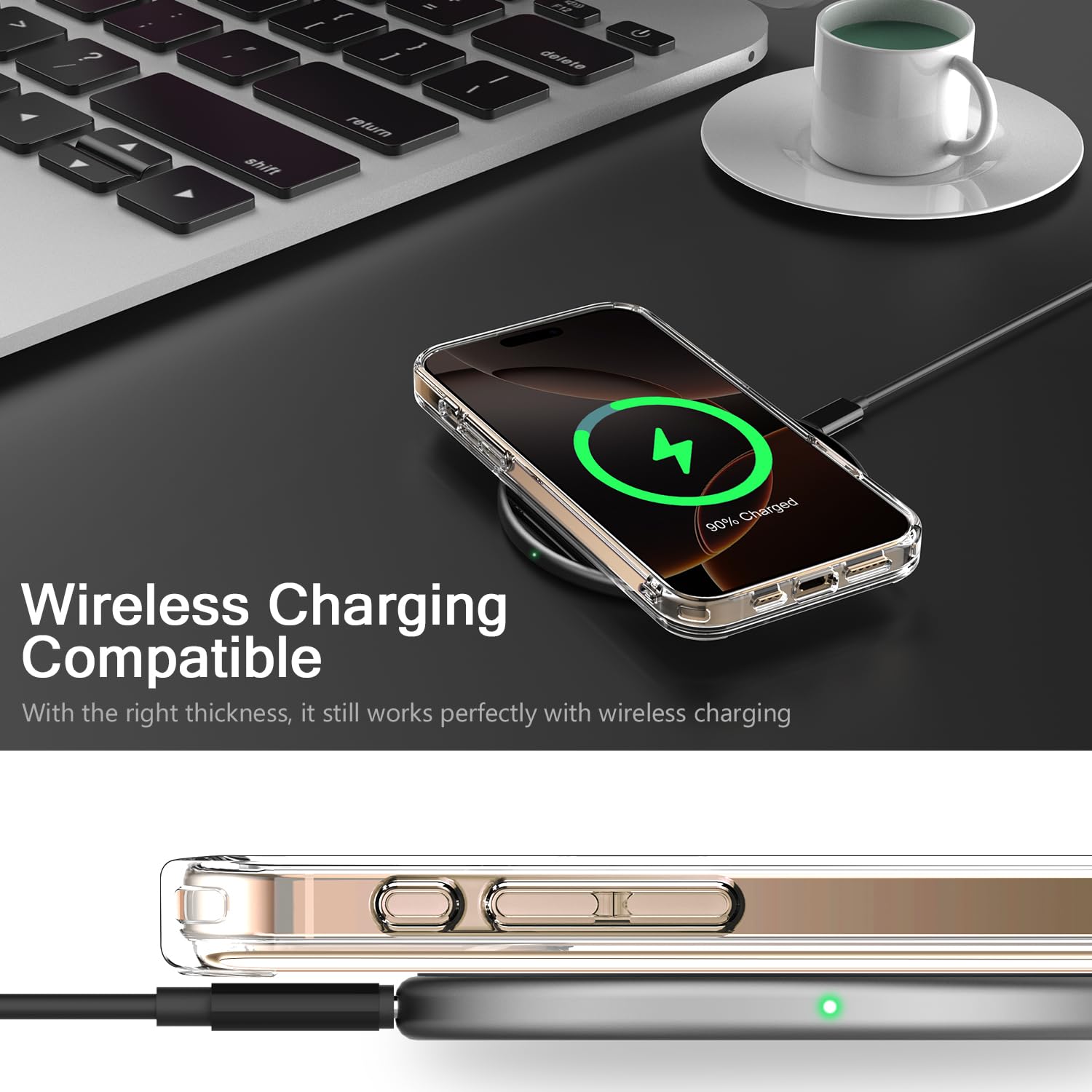 Bicol Christmas Phone Case For Iphone 16 Pro With Screen Protector, Enhanced Camera Protection - Wireless Charging - Slim Shockp