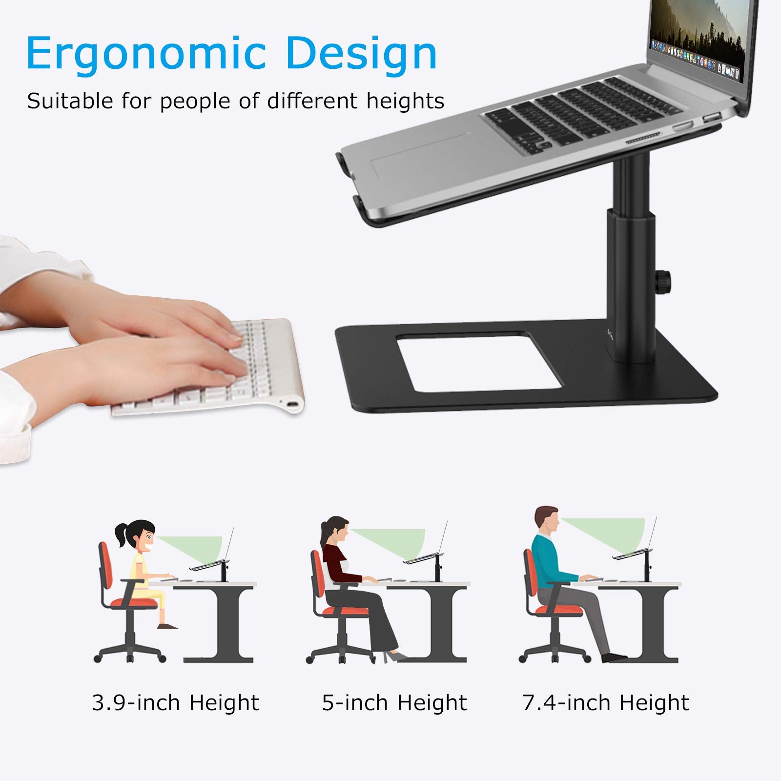Boyata Laptop Stand, Ergonomic Aluminum Height Adjustable Computer Stand Laptop Holder For Desk, Compatible With Macbook Pro/Air