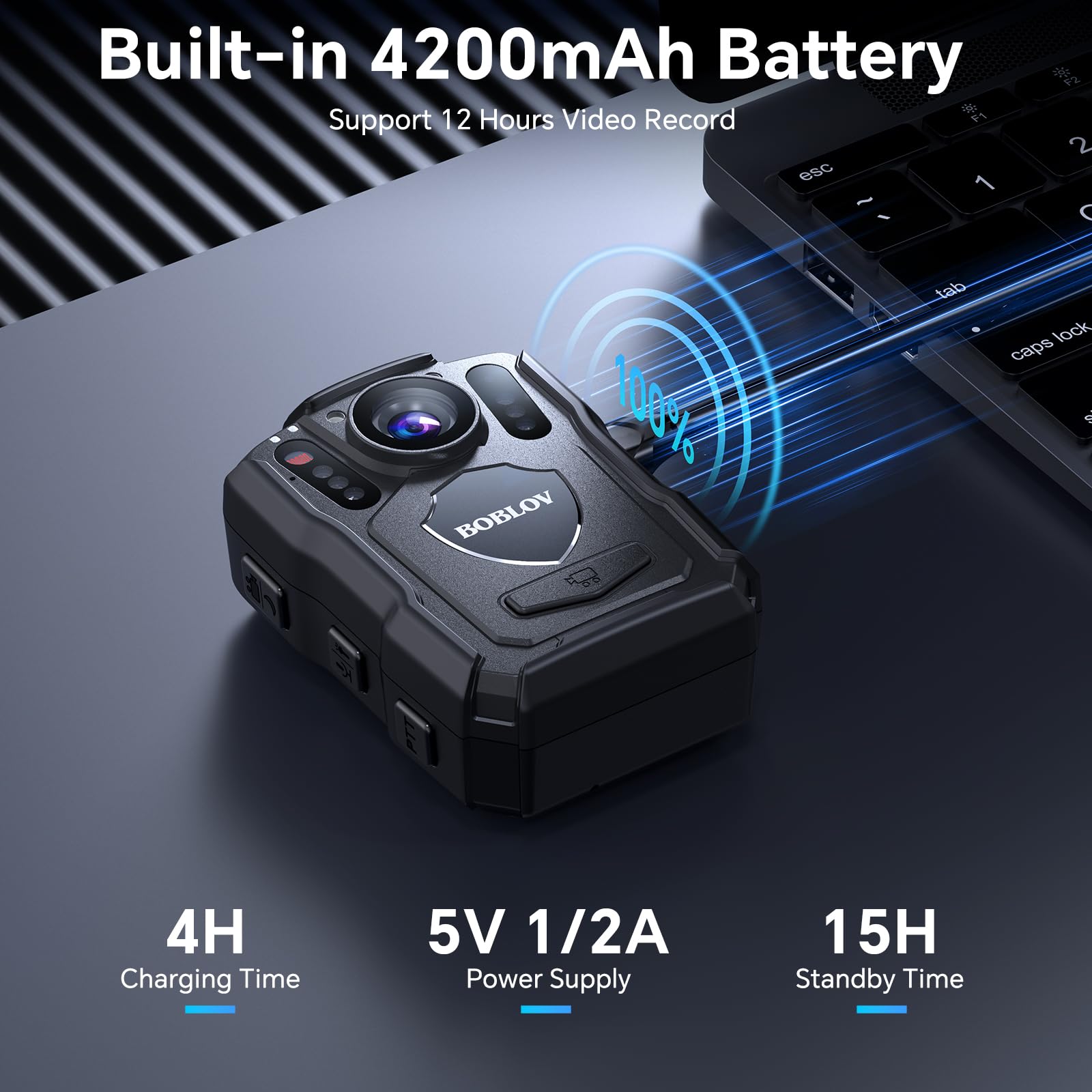 Boblov M5 2K Police Body Worn Camera, Gps Enabled &1440P Body Mounted Cam, 128G Body Cam Built-In 4200Mah Battery,12Hrs Record,