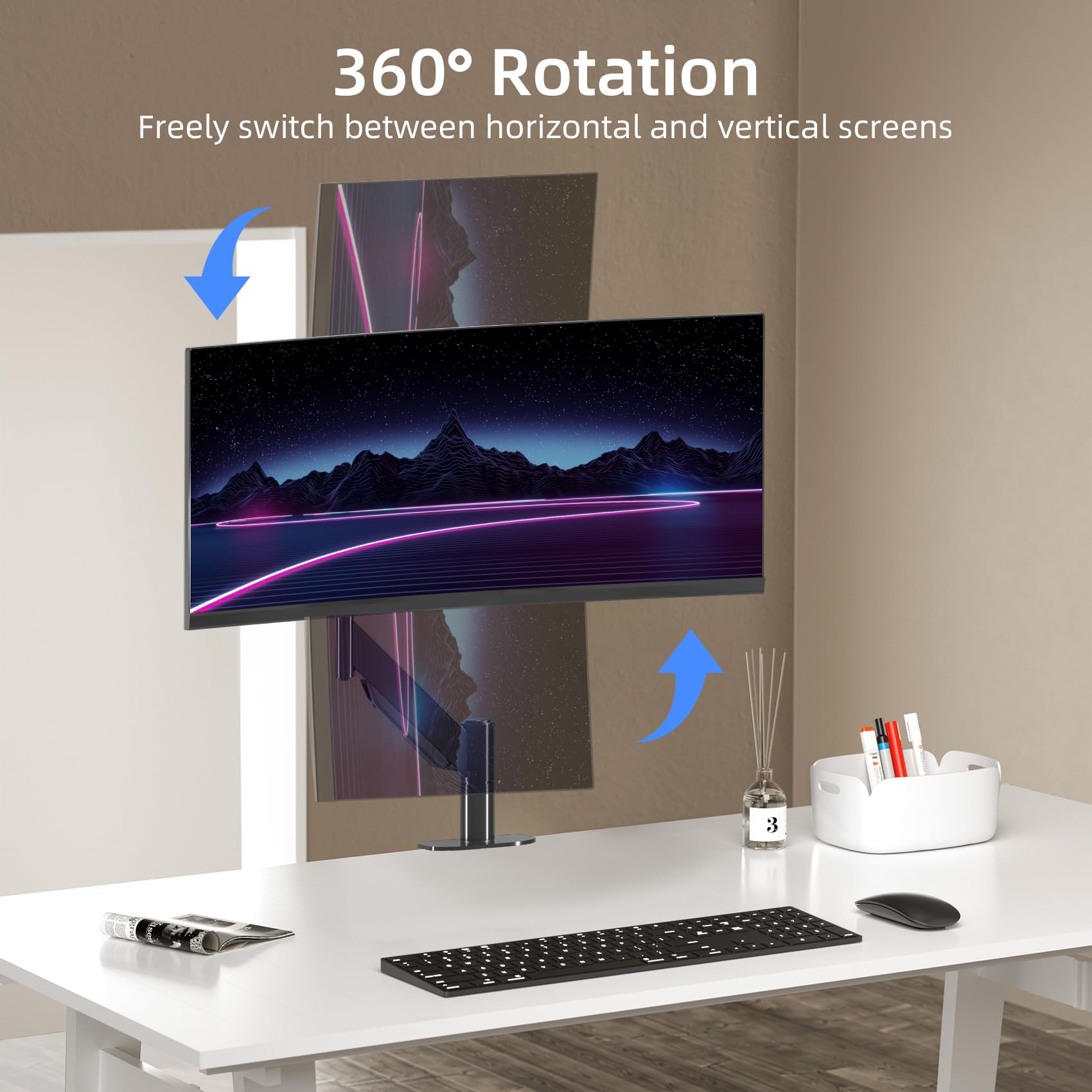 Suptek Single Monitor Mount,Ultrawide Monitor Arm Mount Single Desk Mount Monitor Stand Fit For 49 Inches Screen, 46.2 Lbs,C Cla