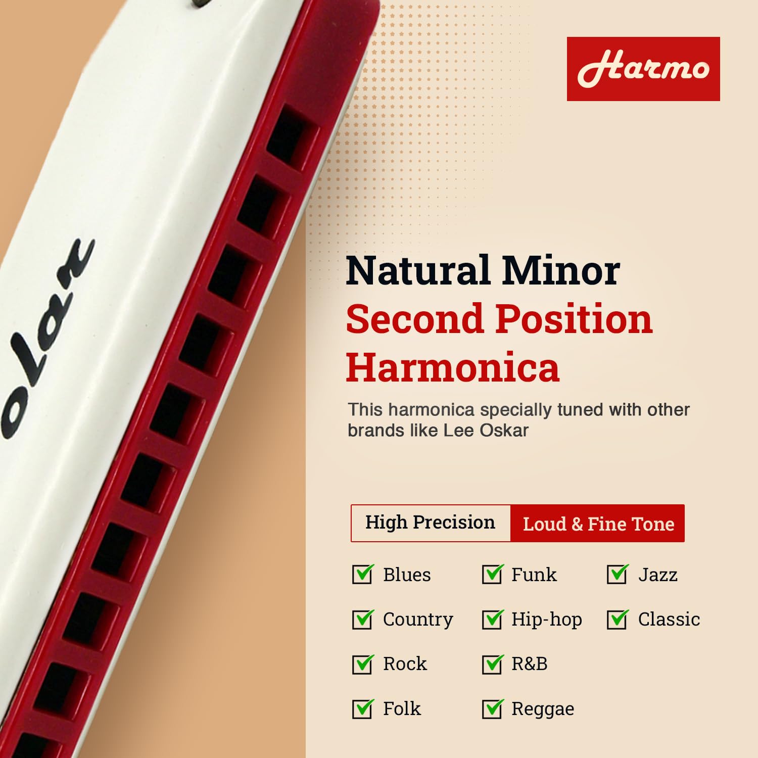 Harmo Polar Natural Minor Harmonica Key Of E   Specialized For Natural Minor Blues, Jazz, Rock, Folk, & Pop, Mouth Organ With Ca