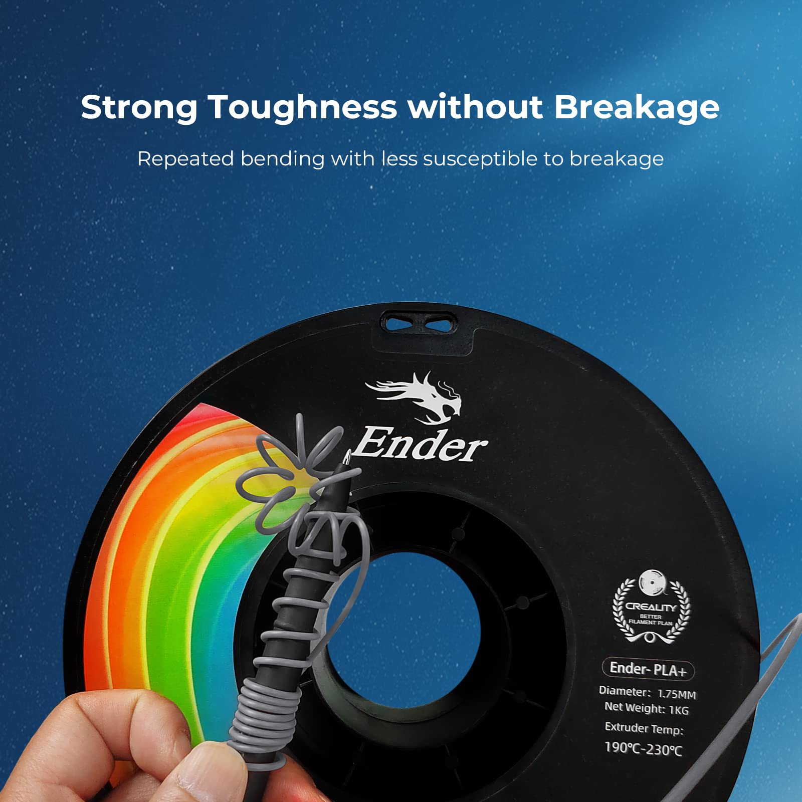 Creality 3D Printer Filament, Upgrade Ender Pla+ Filament 1.75Mm Grey, 1Kg Spool (2.2Lbs), Accuracy +/  0.02Mm, 3D Printing Fila