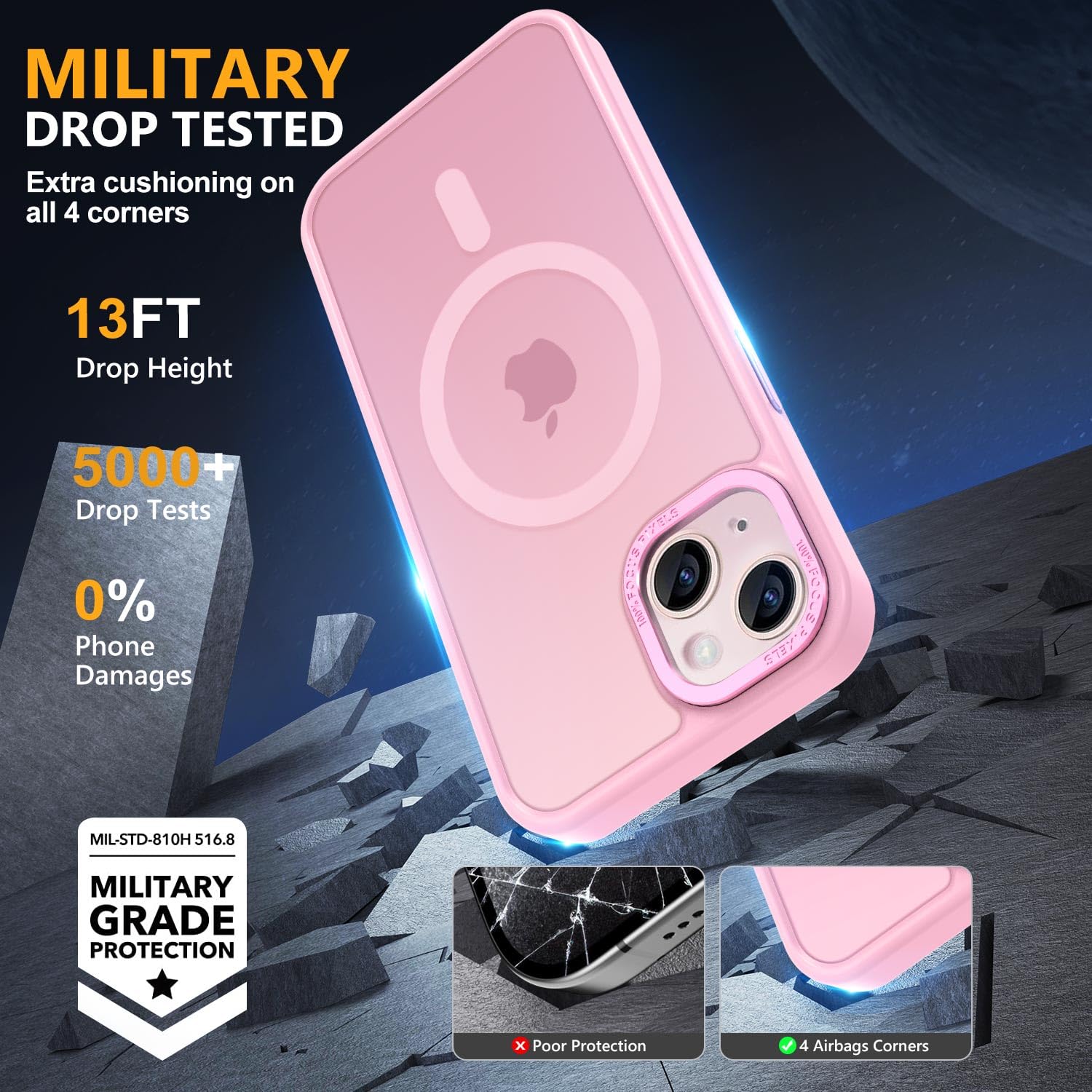 Thomo Strong Magnetic For Iphone 13 Case & Iphone 14 Case [Compatible With Magsafe] Translucent Matte Slim Shockproof Women Men