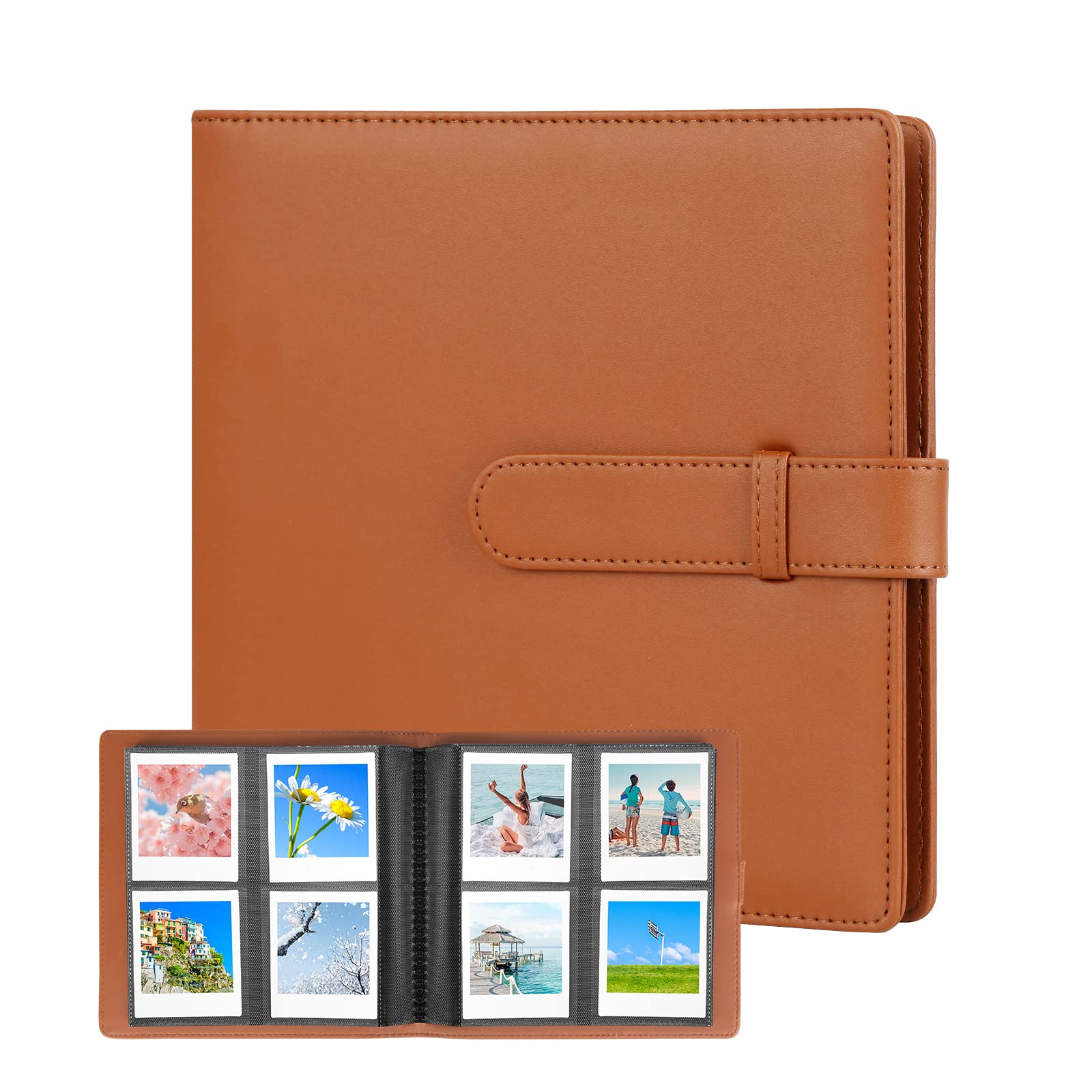 256 Pockets Photo Album For Fujifilm Instax Square Sq1 Sq6 Sq10 Sq20 Instant Camera, Fujifilm Instax Sp 3 Mobile Printer, Extra Large Picture Albums For Fujifilm Instax Square Instant Film (Brown)