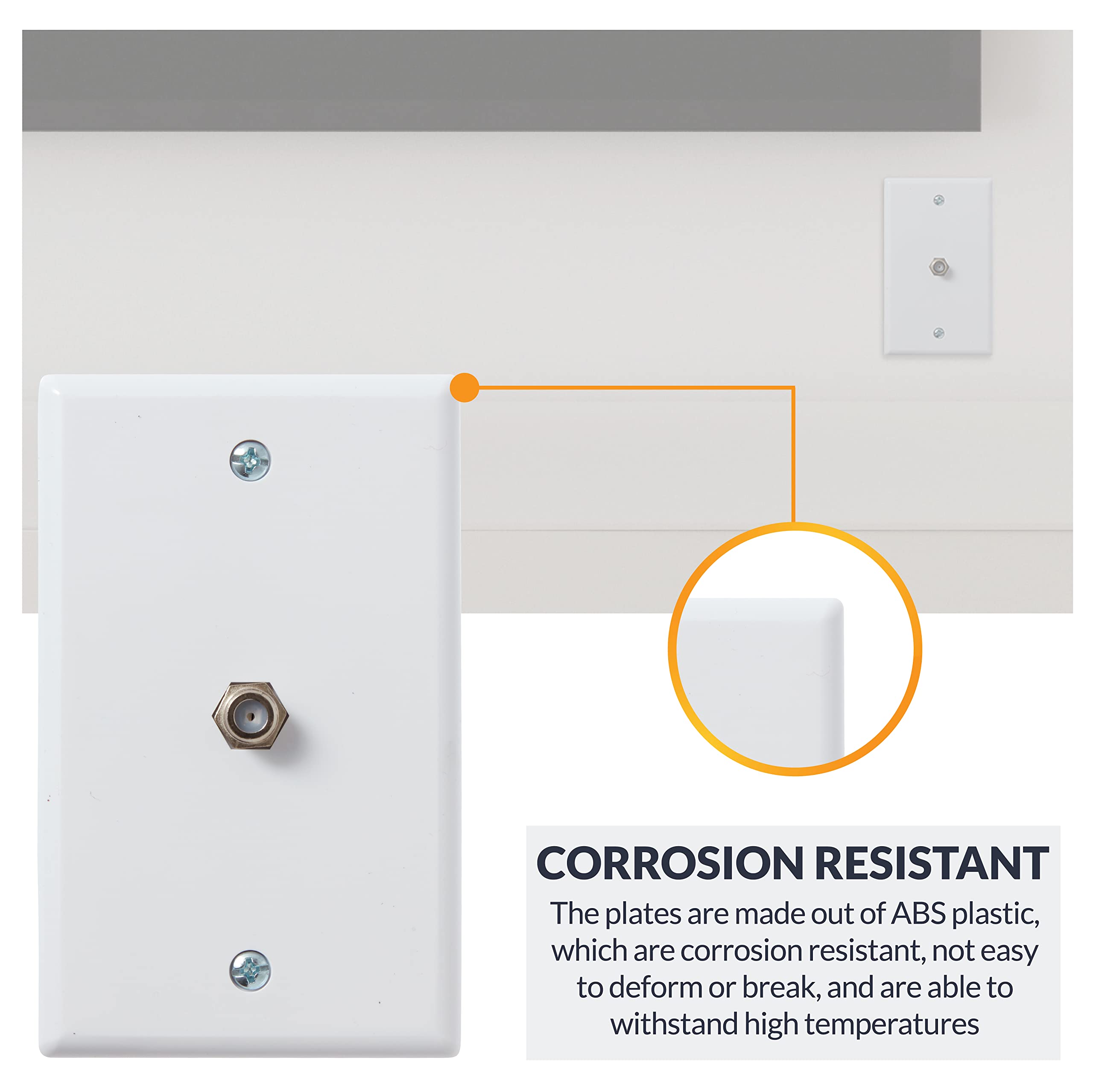 Newhouse Hardware 1 Port Tv Cable Wall Plate, F Connector, For Coax Cable, Single Gang Video Wall Jack, 1 Pack, White (Tvp Wh 01
