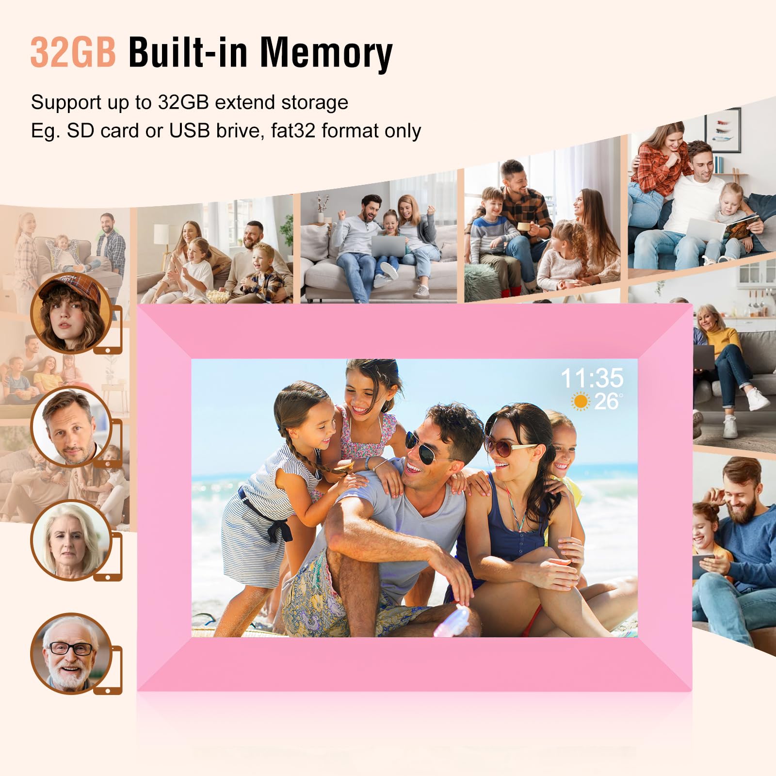 Frameo 10.1 Inch Smart Wifi Digital Photo Frame, 1280X800 Ips Touch Screen Digital Picture Frameo,32Gb Memory, Wall Mountable,Au