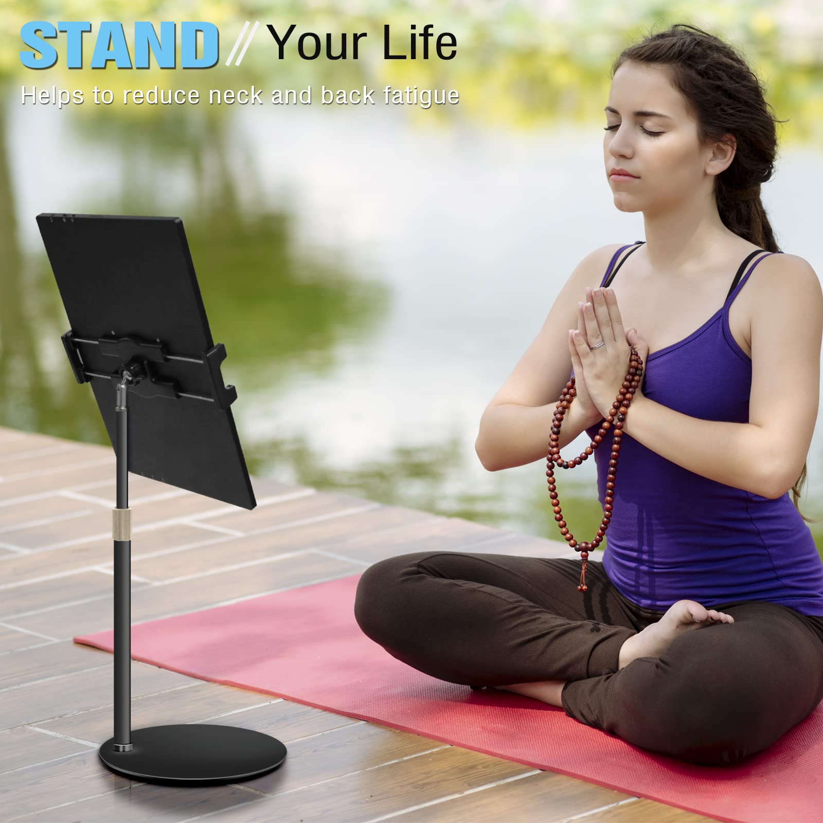 Bimo Tablet Stand Holder For Ipad,Portable Monitor Stand Holder For 15.6'',17.3'',Adjustable Height And Heavy Base,Compatible Wi