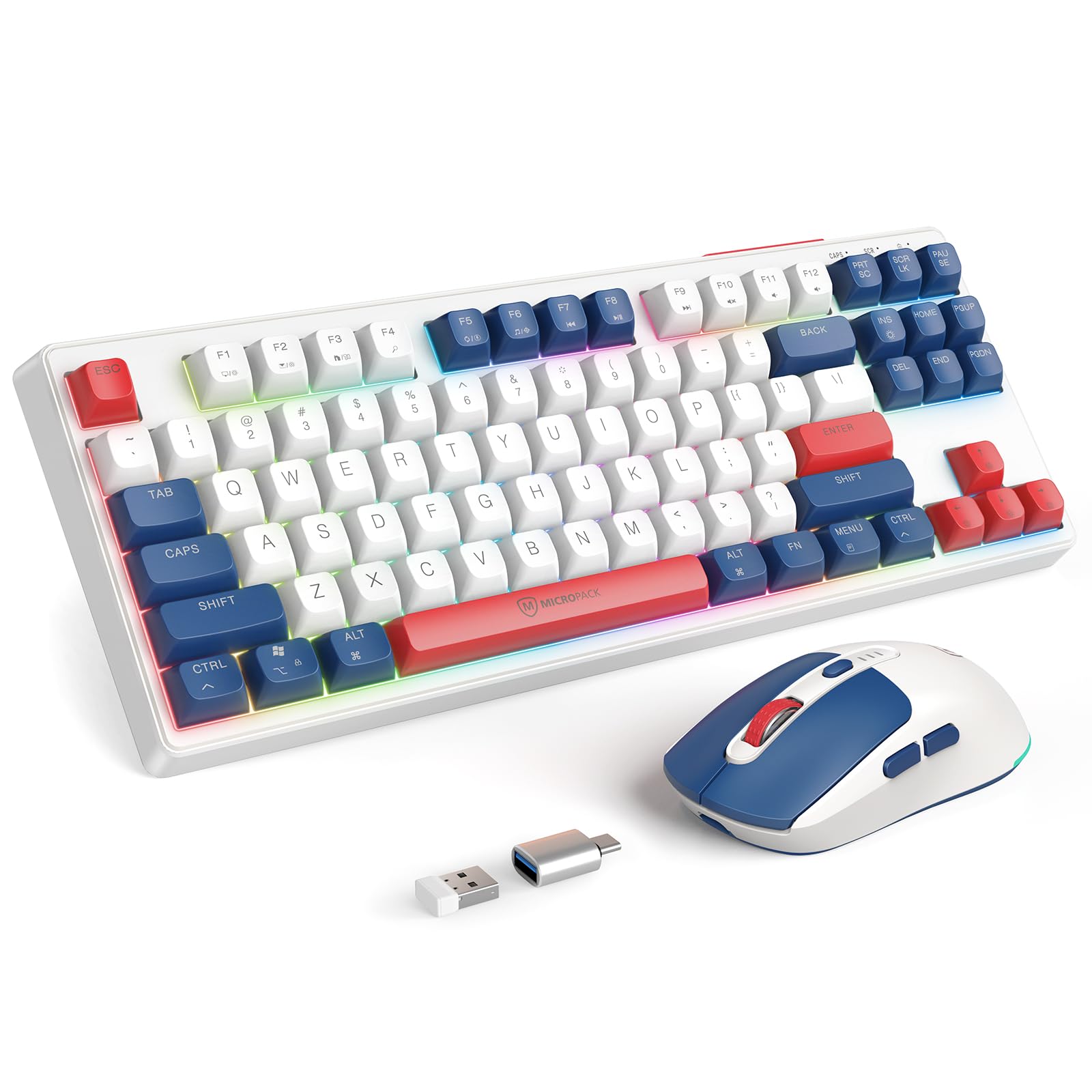 2.4G Wireless Keyboard And Mouse Combo, Rgb Backlit Keyboard Mouse Set For Windows, Android & Macos, Aesthetic Keyboard Mouse Wi