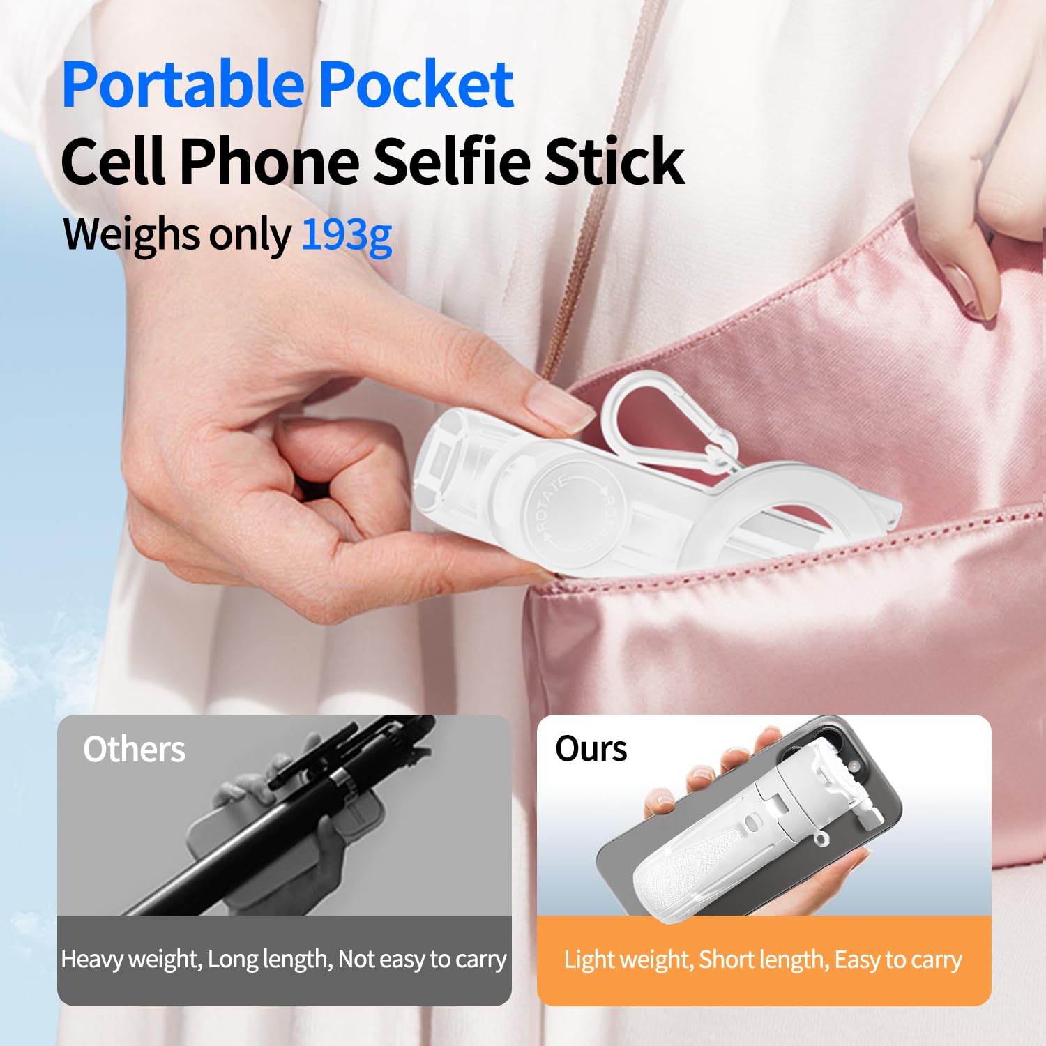 Yayusi Magnetic Compact Mini Phone Selfie Stick, Small Portable Pocket Tripod For Iphone/Android, Magnetic Chuck & Clip 2 In 1,