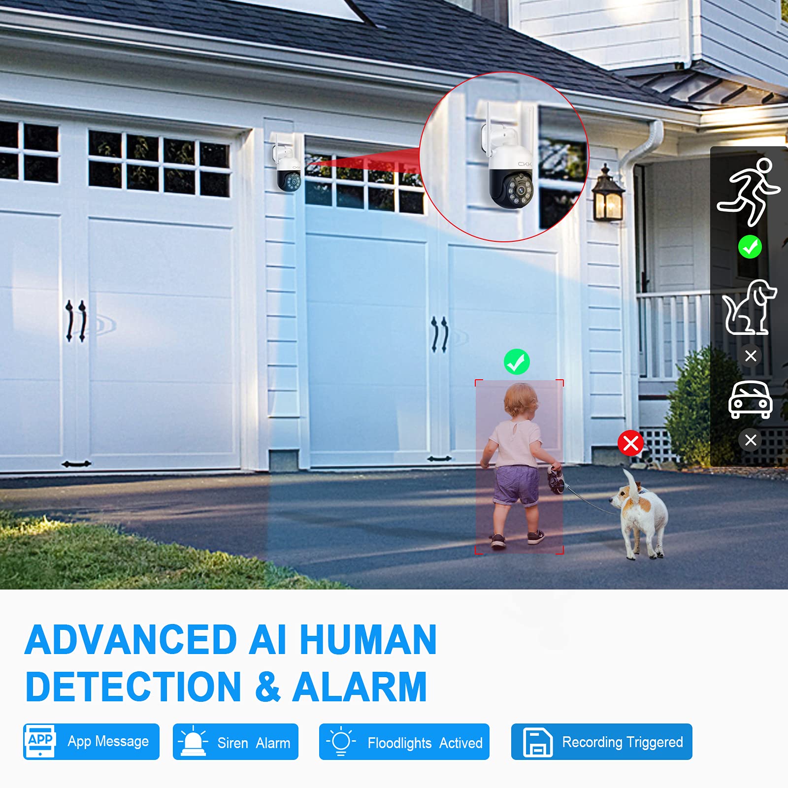 ?Pan Tilt Zoom? Wireless Security Camera System,4Pcs 3Mp Ptz Cameras Outdoor Indoor, 8 Channel 3Mp Wifi Surveillance Nvr System With 1Tb Hard Drive,Floodlights & Siren Alarm,Ai Human Detection