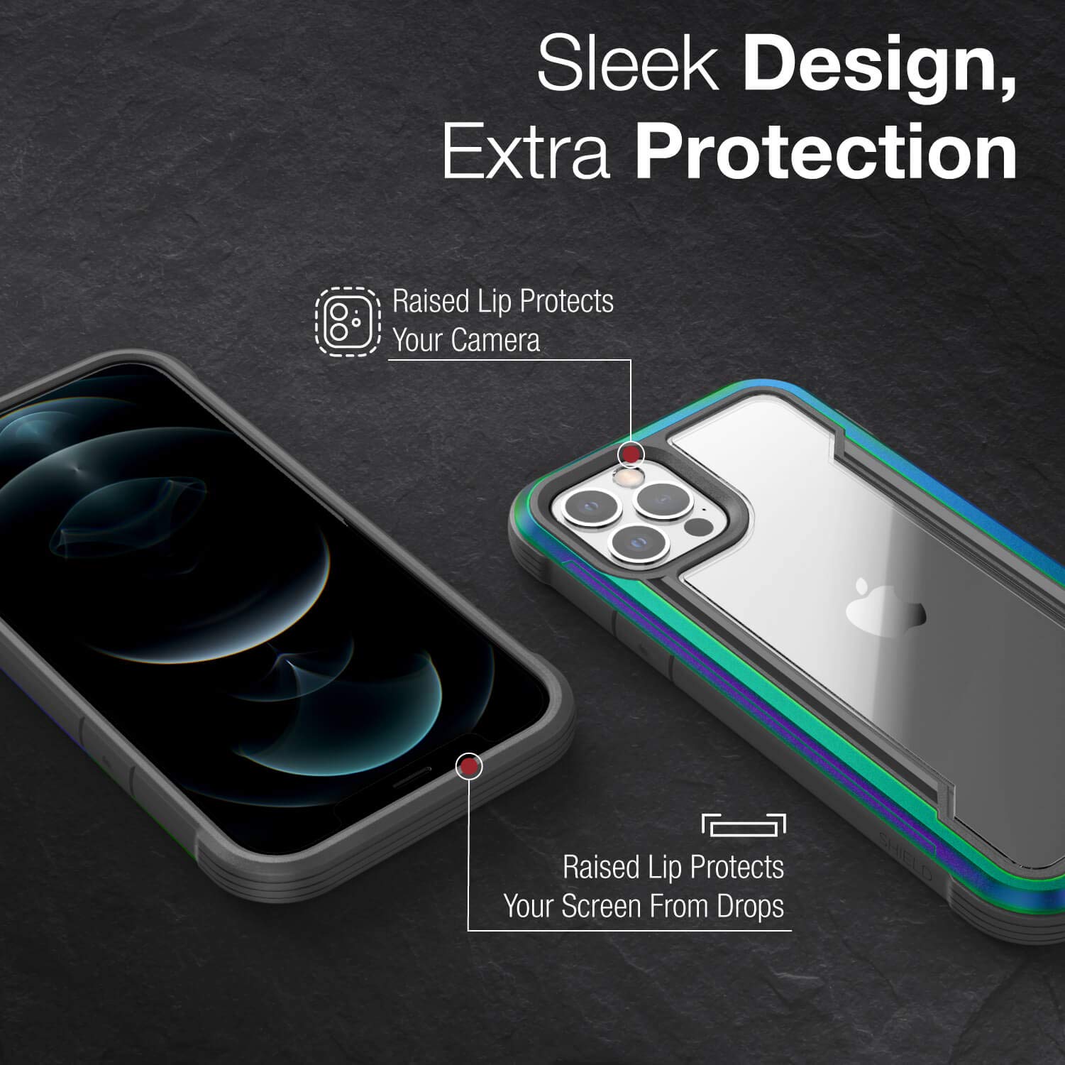 Raptic Shield Case Compatible With Iphone 12 Case & Iphone 12 Pro Case, Shock Absorbing Protection, Durable Aluminum Frame, 10Ft