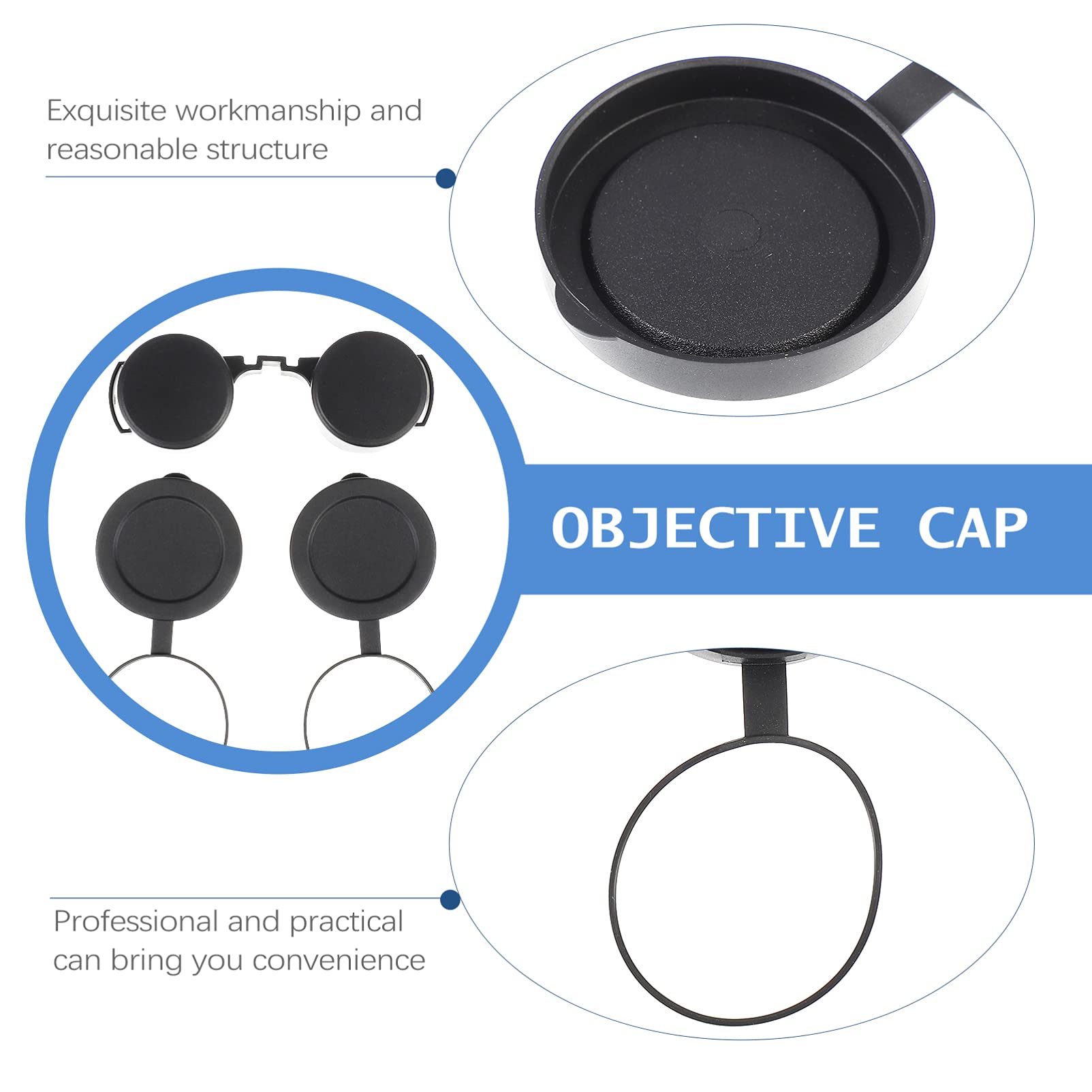 3Pcs Rubber Objective Lens Cover Eyepiece Flip  Open Scope Cover For Binoculars Telescope Accessories (Black)