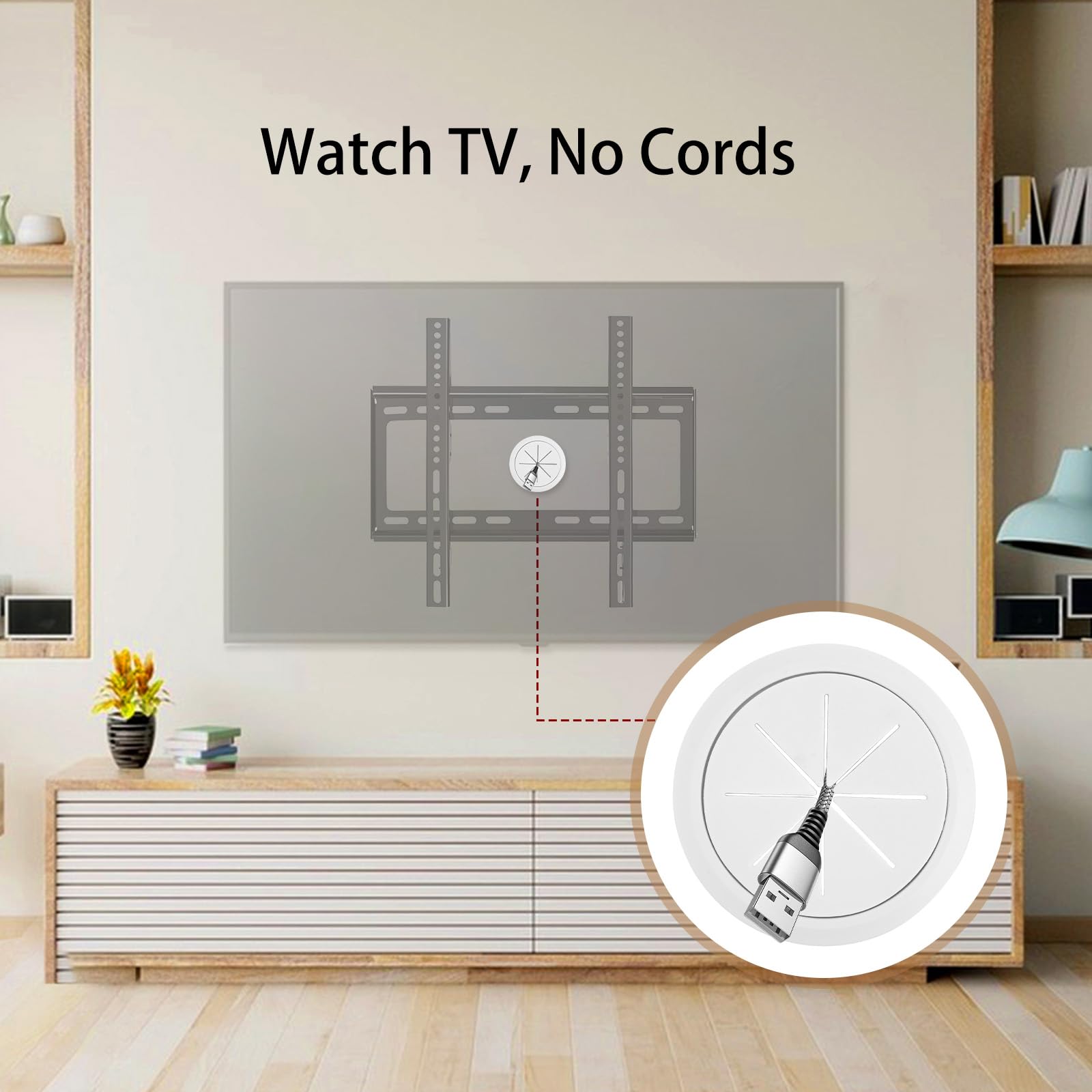 4 Pack Cord Hider For Wall Mounted Tv, 2 3/8''(60Mm Hole) Cord Hider For Tv Wall, In Wall Cable Management Kit, Includes 4 Pass