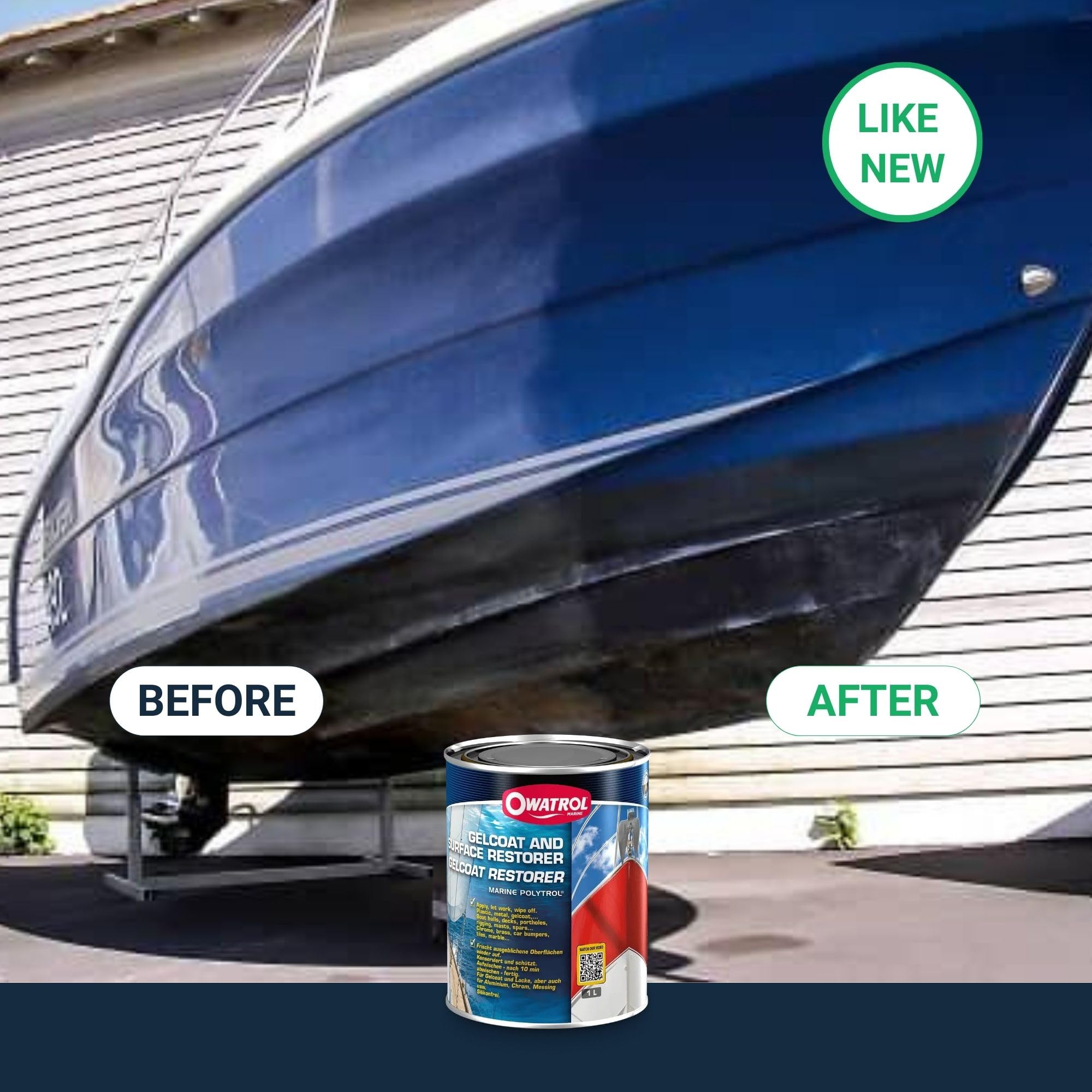 Owatrol Marine Polytrol, Gelcoat Restorer, Penetrating Oil For Multi Purposes, Car Bumpers, Plastics, Metals, Restore Faded Plas
