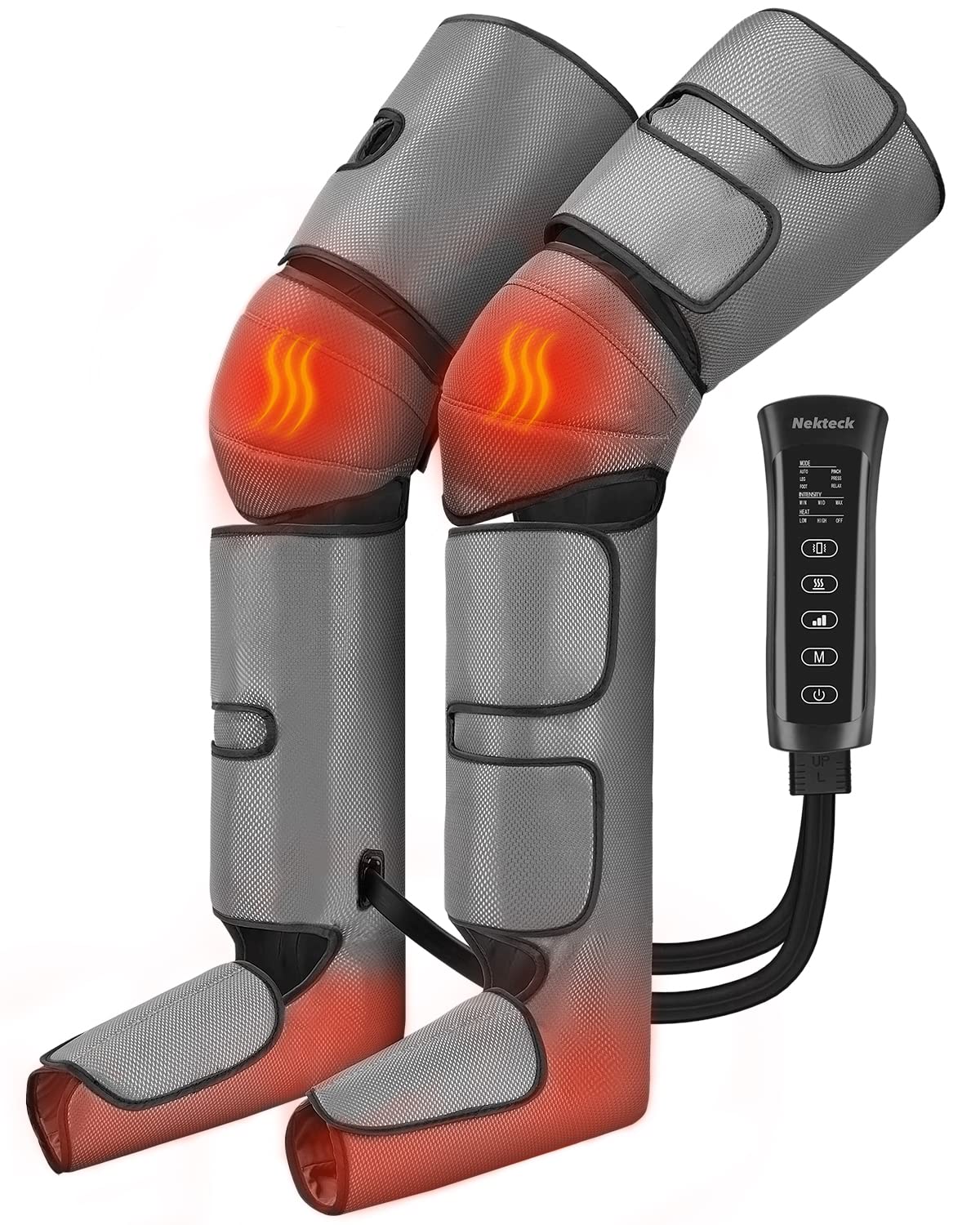 Nekteck Leg Massager For Circulation And Pain Relief, Air Compression Foot Calf Thigh Massager With 2 Heat And 3 Vibration Funct