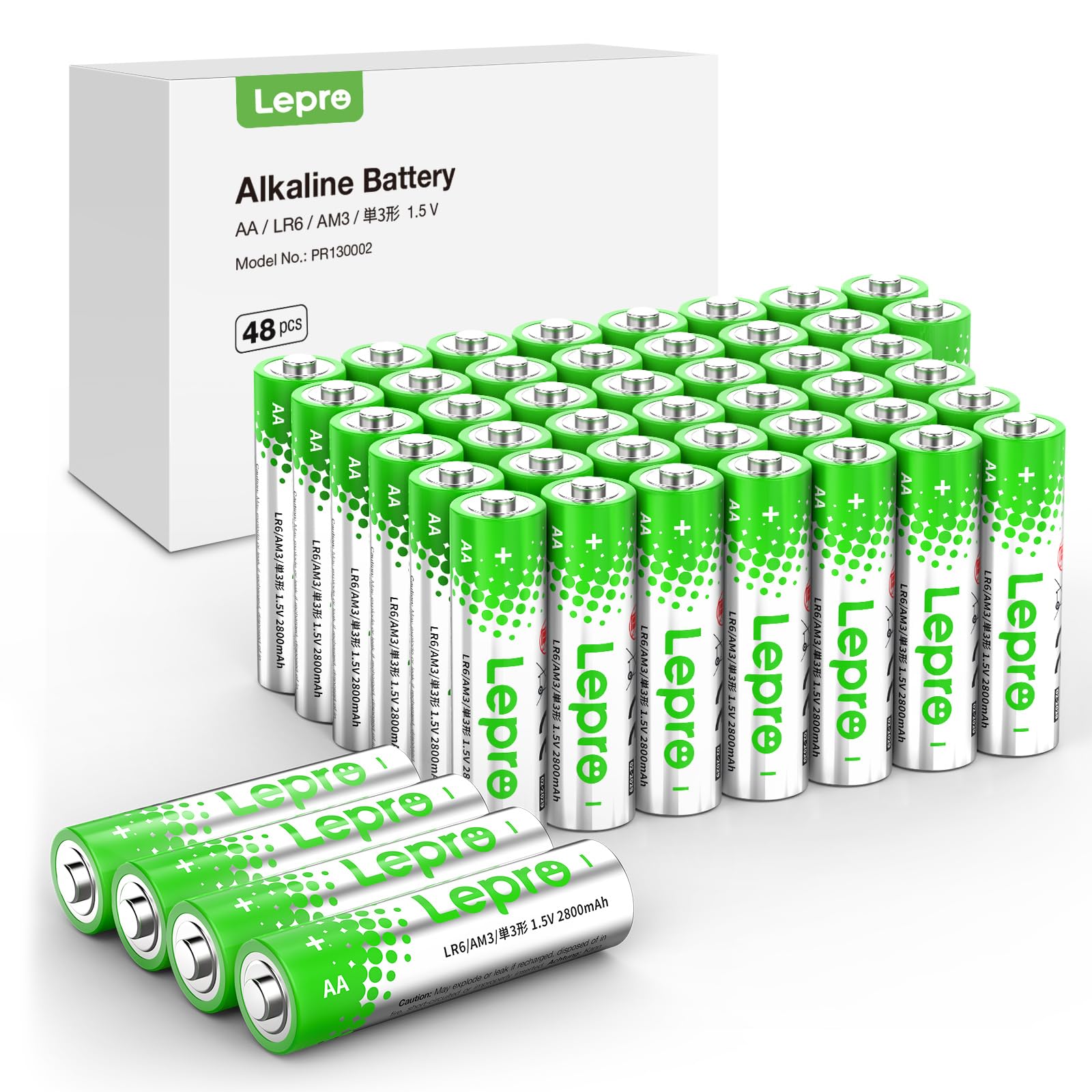 Lepro AA Batteries 48 Pack, Double A Batteries with 2800mAh Max Long-Lasting, High-Performance Alkaline Power