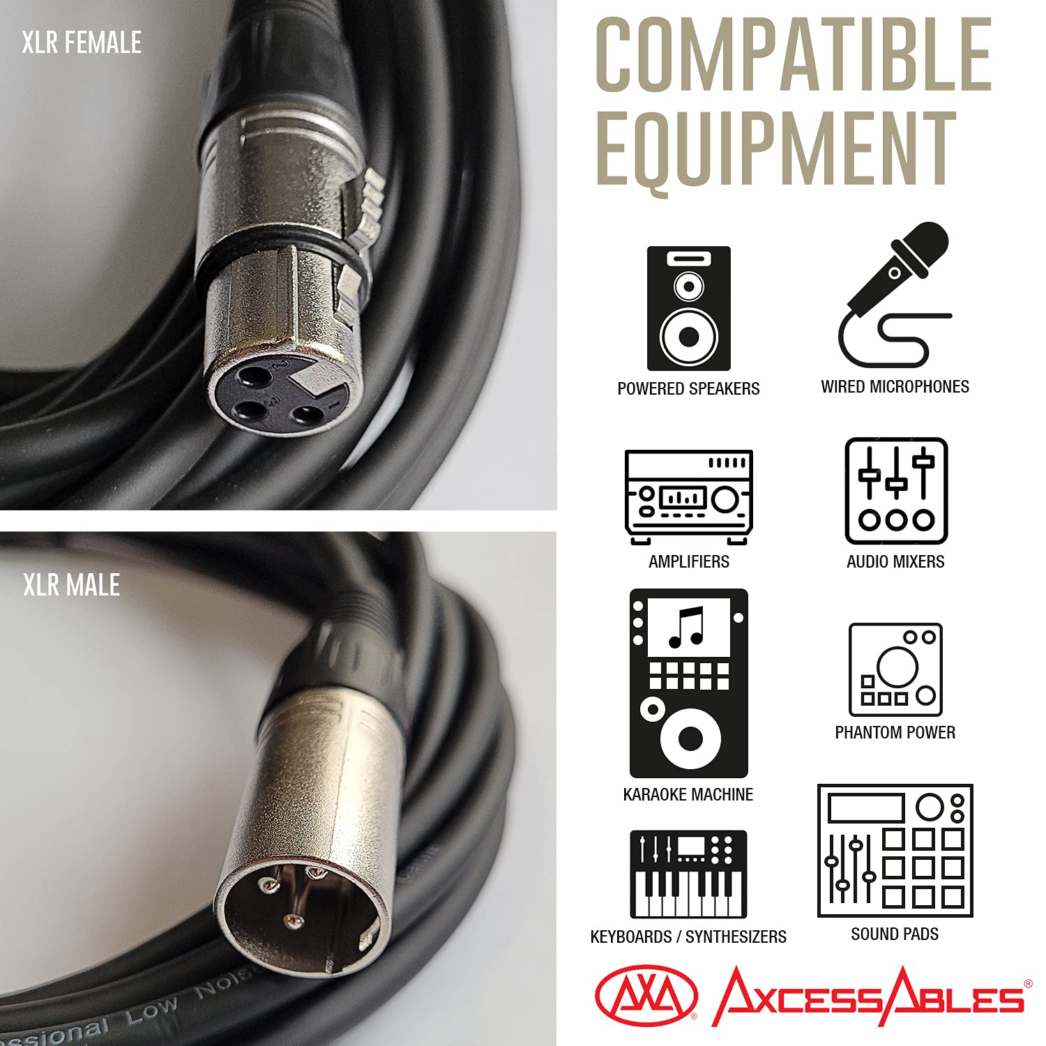 20Ft Xlr Male To Female Microphone Cable By Axcessables| U.S. Based Small Business | Shielded Microphone Cord | Dj Mic Cable | X