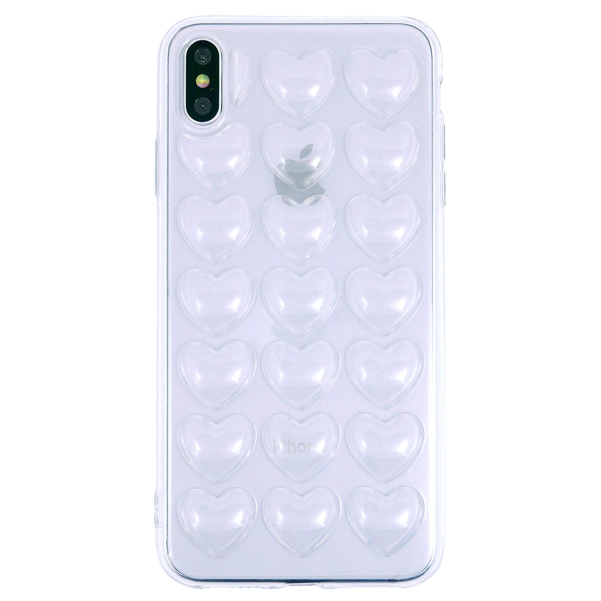 DMaos for iPhone X/iPhone Xs Case for Women, 3D Pop Bubble Heart Kawaii Gel Cover, Cute Girly for iPhone 10 10s 5.8 inch - Clear