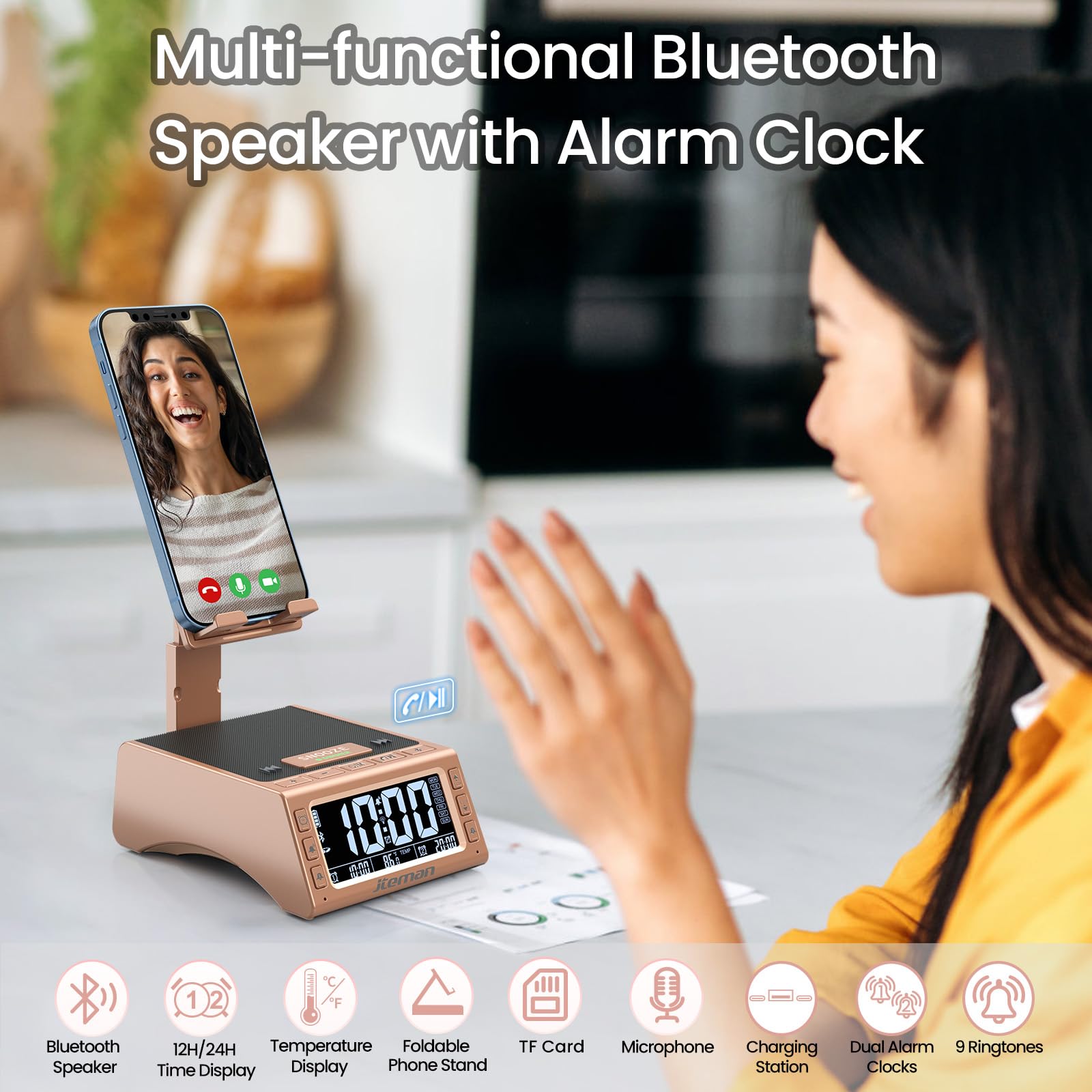 Jteman Gifts For Men Women,Cell Phone Stand With Wireless Bluetooth Speaker,Adjustable Cool Tech Kitchen Gadgets,Unique Birthday