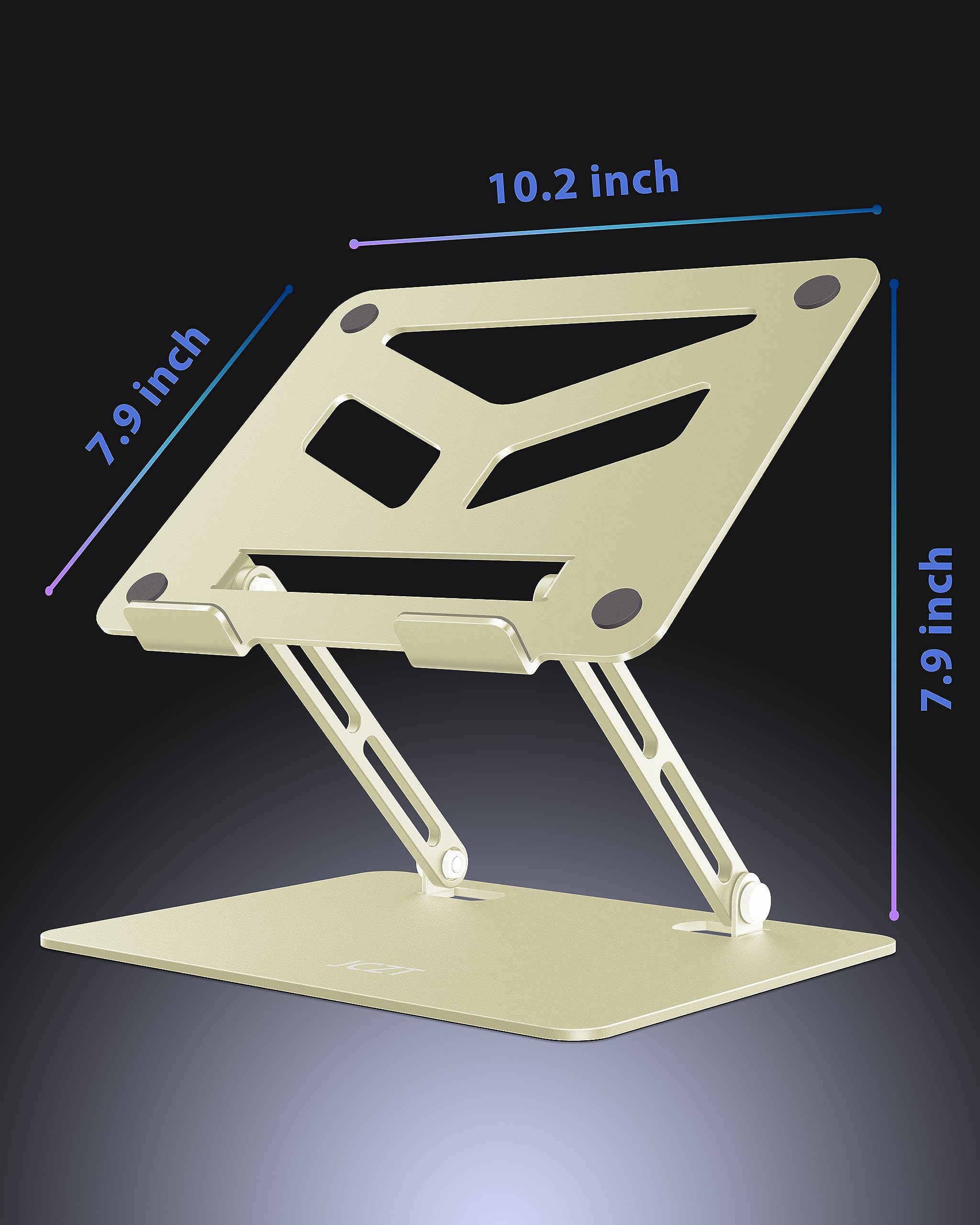 Jczt Laptop Stand For Desk, Aluminum Adjustable Laptop Riser Compatible With Tablet Laptop From 10 16 Inch, Golden
