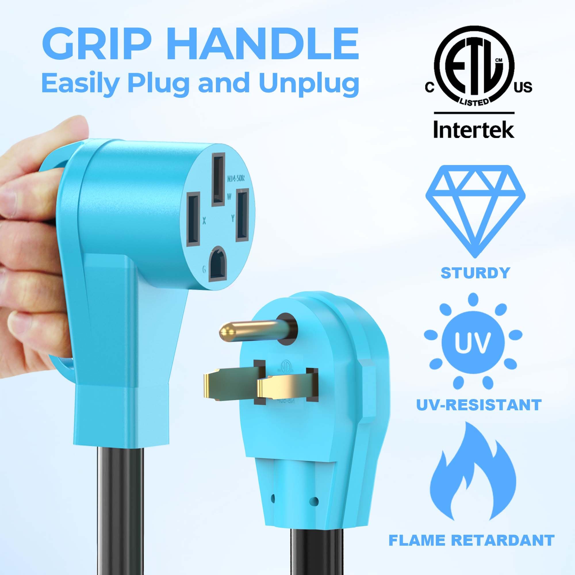 Circlecord Nema 6 50P To 14 50R Ev Charger Adapter Cord For Level 2 Ev Charging, 180 Degree Bent Design With Grip Handle, Heavy