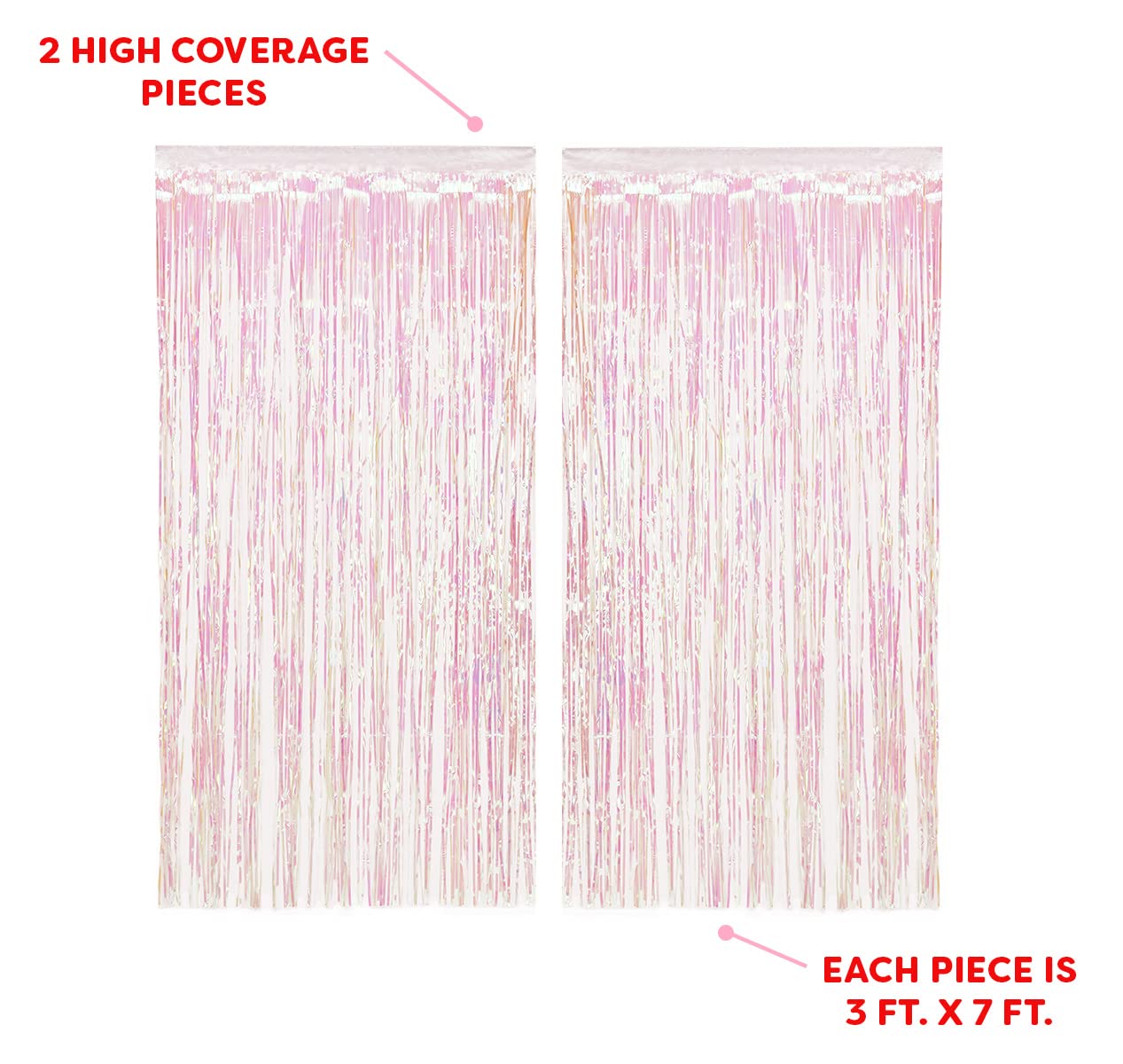 Xo, Fetti Decorations Iridescent Fringe Foil Curtain   Set Of 2 | Bachelorette Party Bridal Shower Backdrop, Wedding, Birthday P