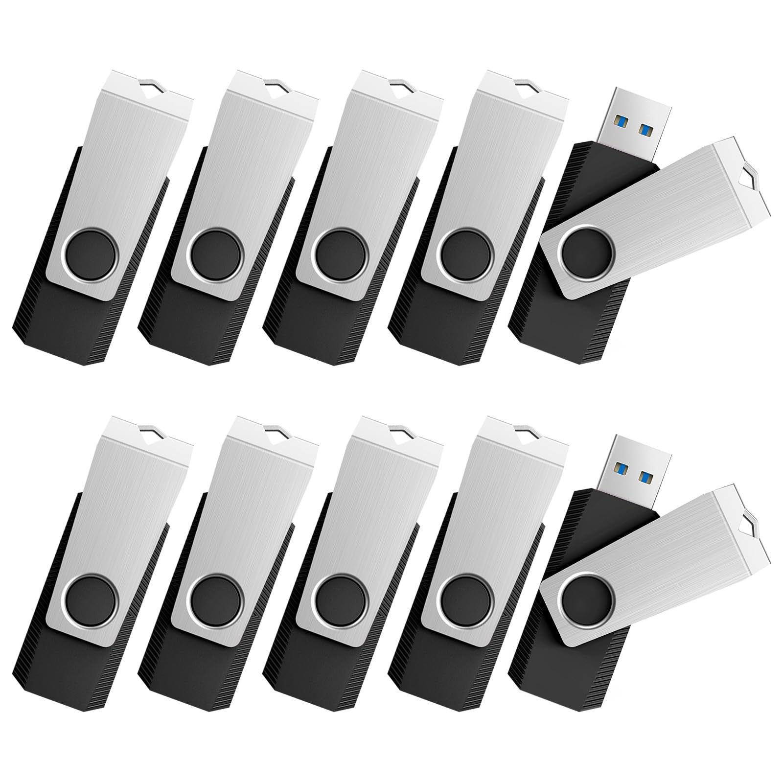 Topesel 10 Pack 64Gb Usb 3.0 Flash Drives Memory Stick Usb3.0 Thumb Drives 64Gb 10Pcs, Black