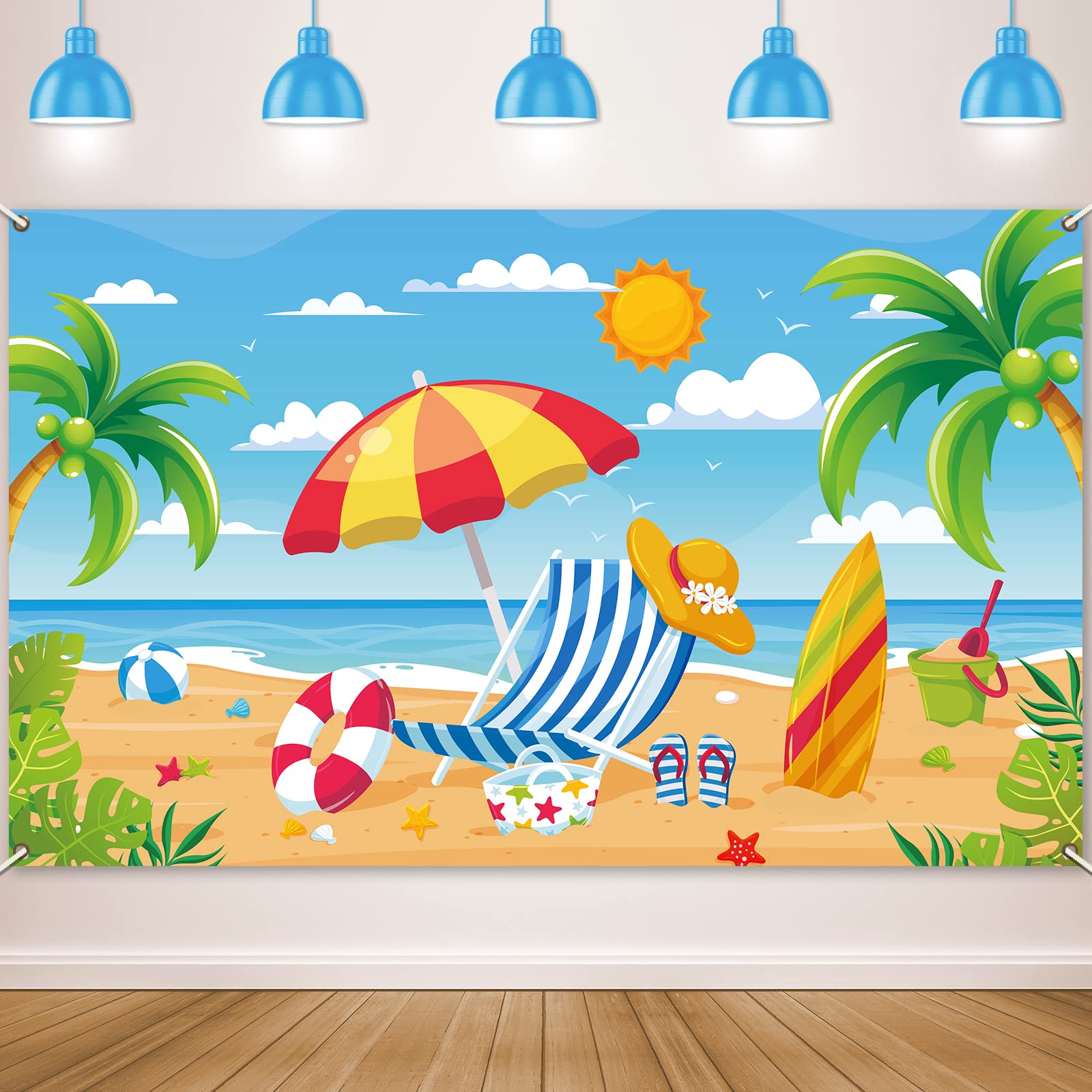 Summer Beach Backdrop For Hawaiian Party Decorations Pool Surfboard Banner For Hawaiian Themed Birthday Baby Shower Party Suppli